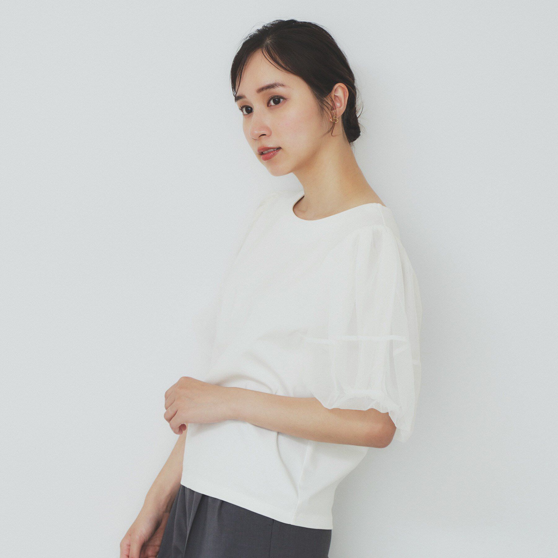index「チュールドッキングバルーントップス【洗濯機洗い可／接触冷感】」|Tシャツ・カットソー|