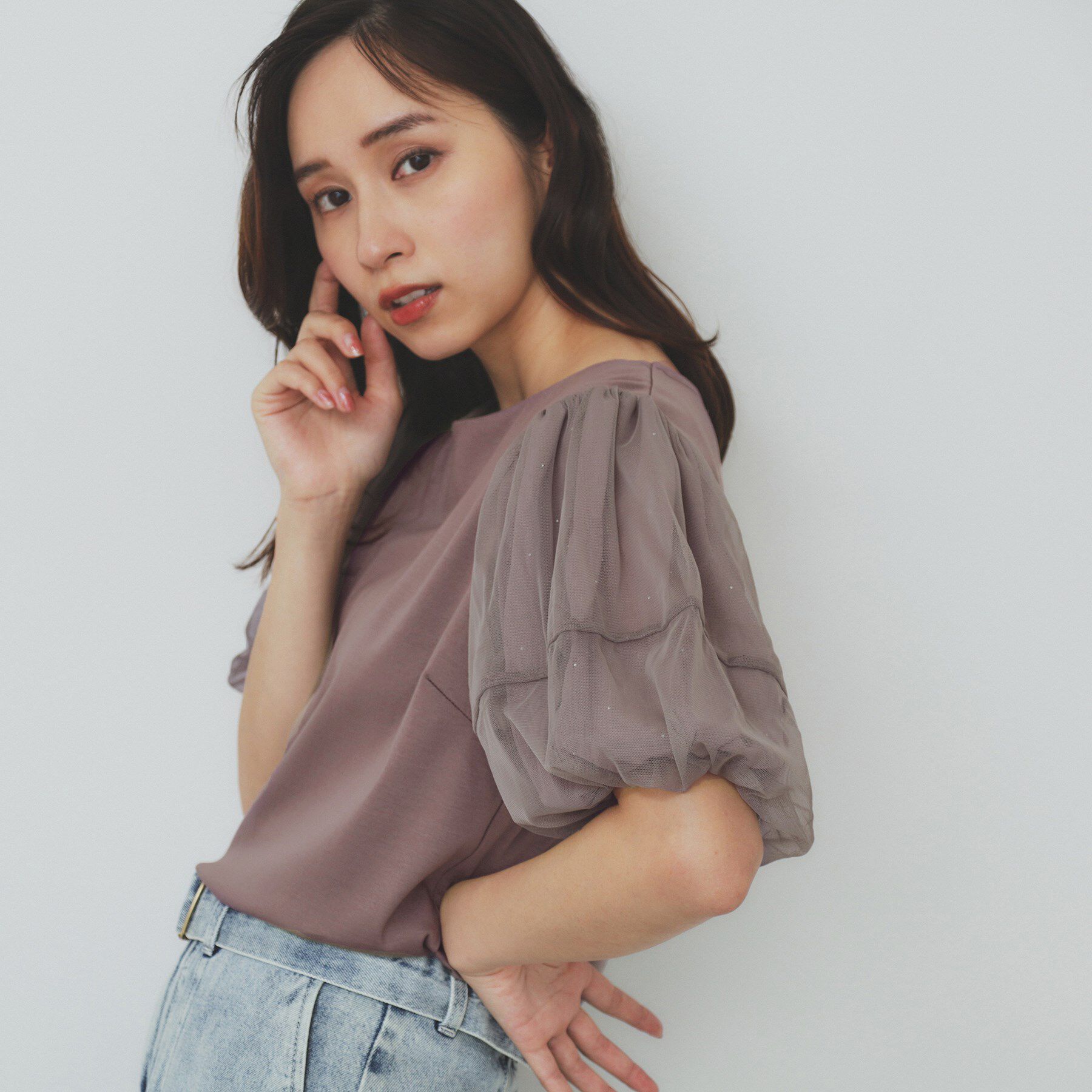 index「チュールドッキングバルーントップス【洗濯機洗い可／接触冷感】」|Tシャツ・カットソー|