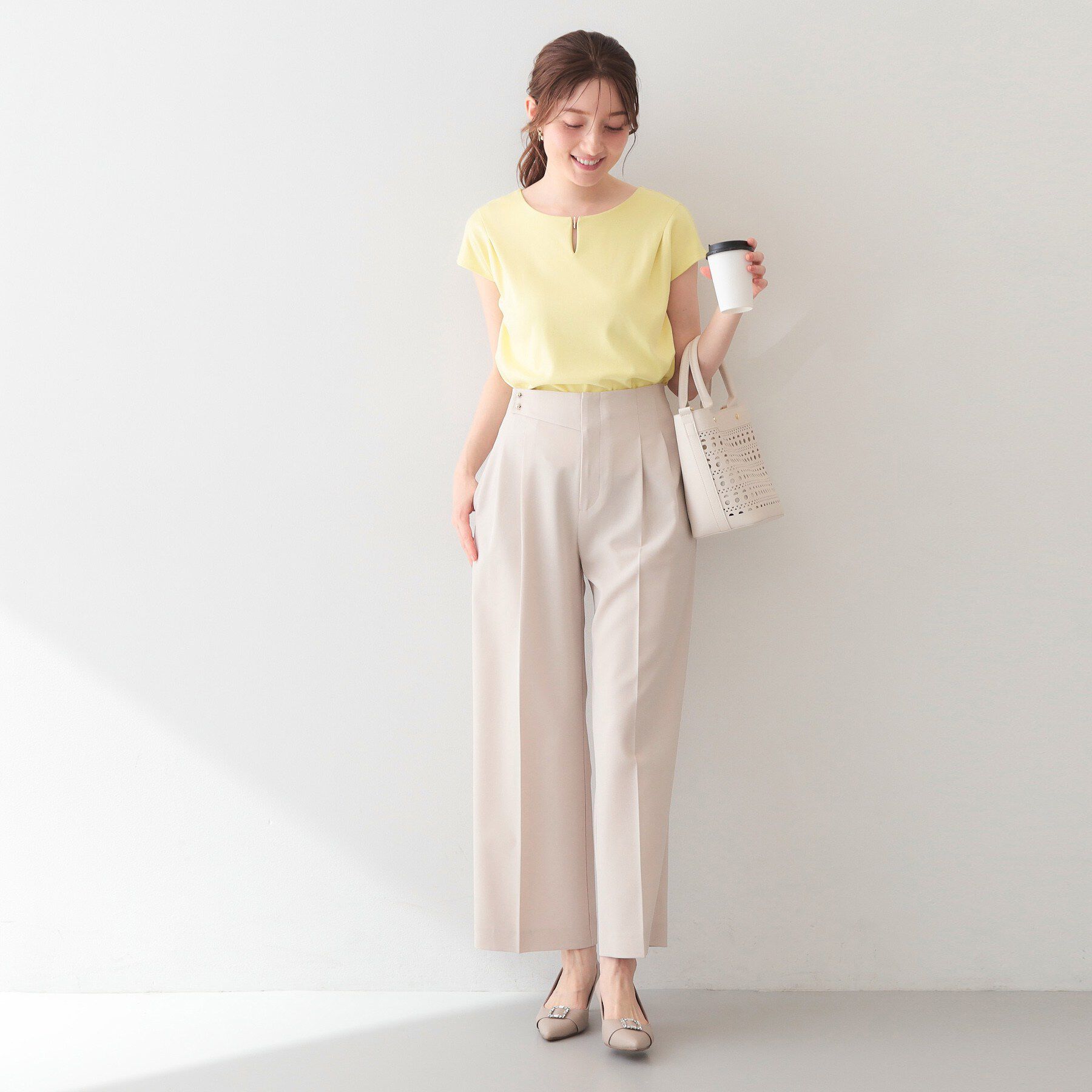 index「【接触冷感】ビジューキーネックフレンチトップス《UVケア／洗濯機OK／XS～3L／8col》」|Tシャツ・カットソー|