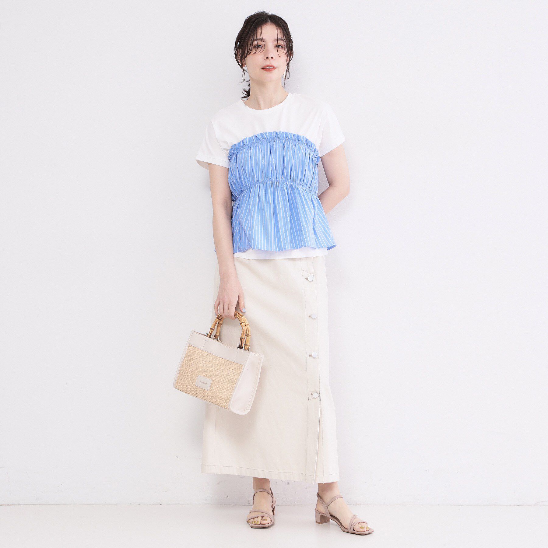 OPAQUE.CLIP「ビスチェドッキングTシャツ【洗濯機OK】」|Tシャツ・カットソー|