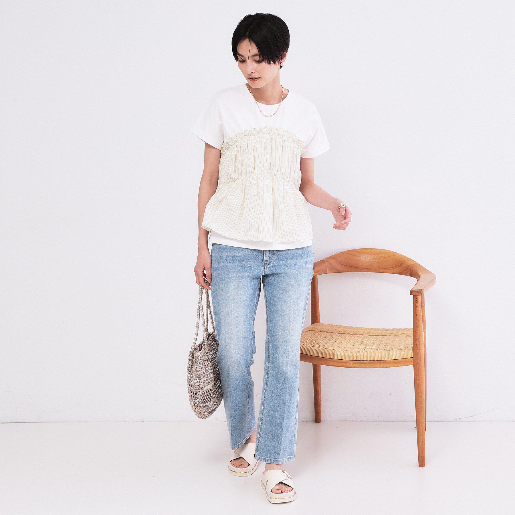 OPAQUE.CLIP「ビスチェドッキングTシャツ【洗濯機OK】」|Tシャツ・カットソー|