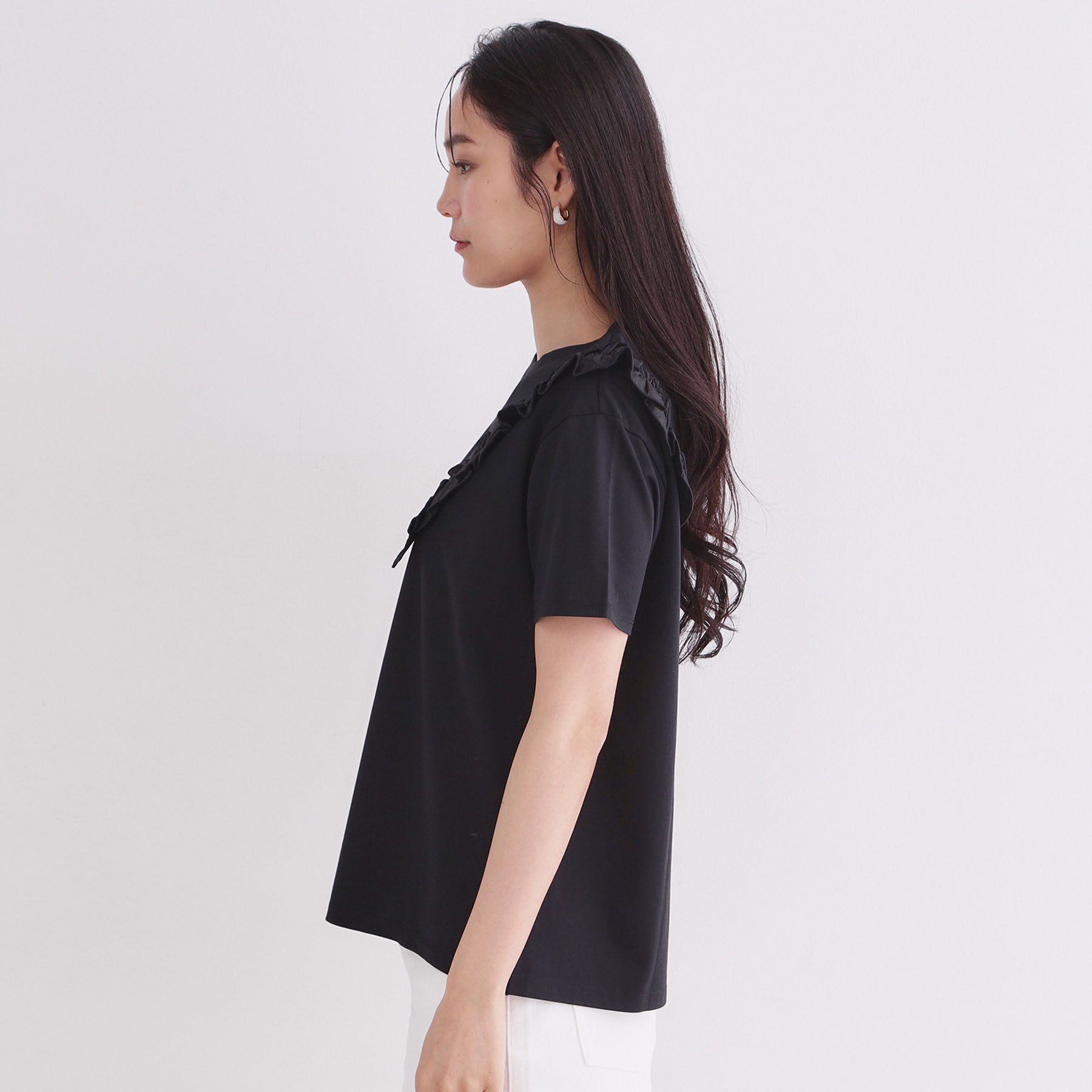 OPAQUE.CLIP「【UV／接触冷感】フリルショルダーカットソー《洗濯機OK》」|Tシャツ・カットソー|
