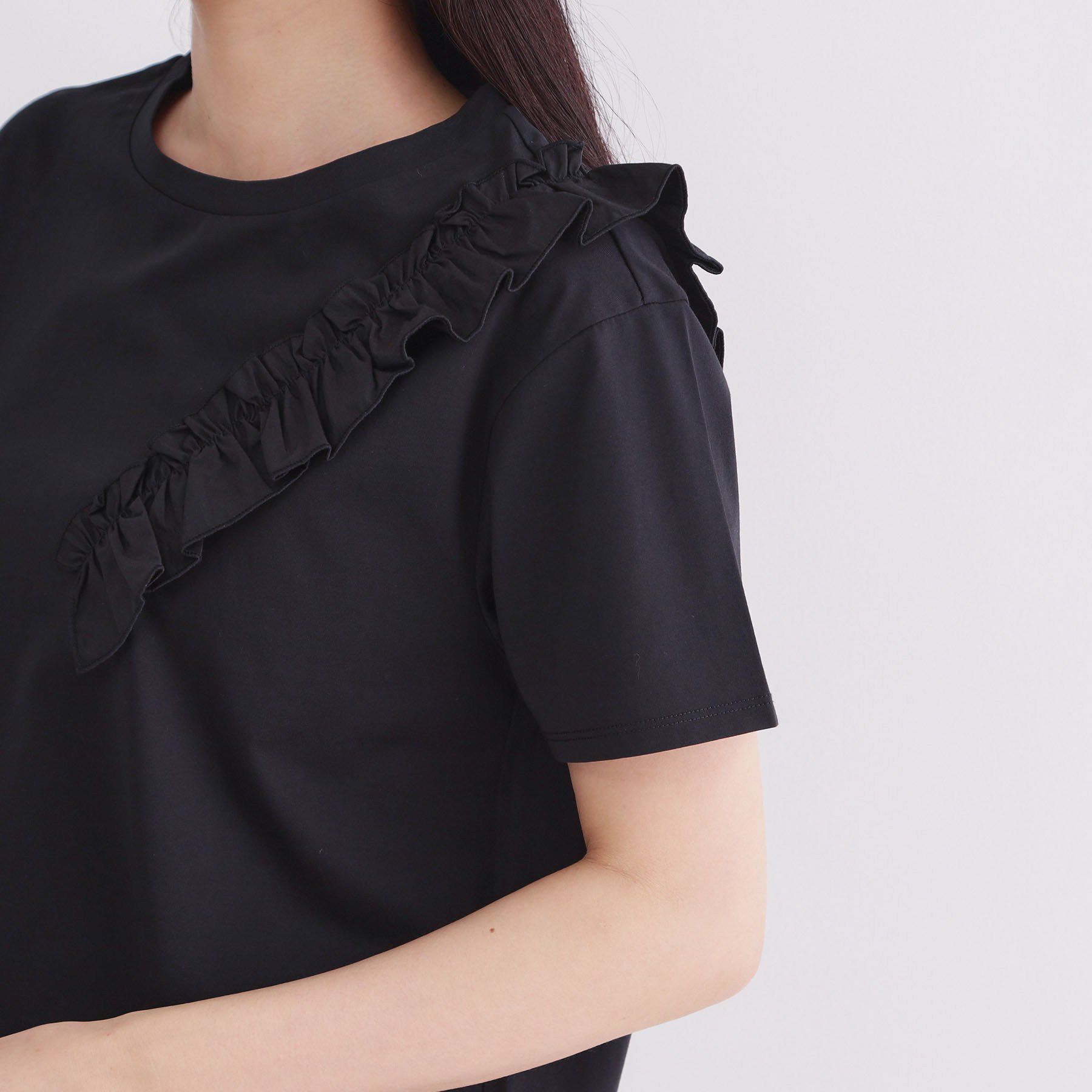 OPAQUE.CLIP「【UV／接触冷感】フリルショルダーカットソー《洗濯機OK》」|Tシャツ・カットソー|