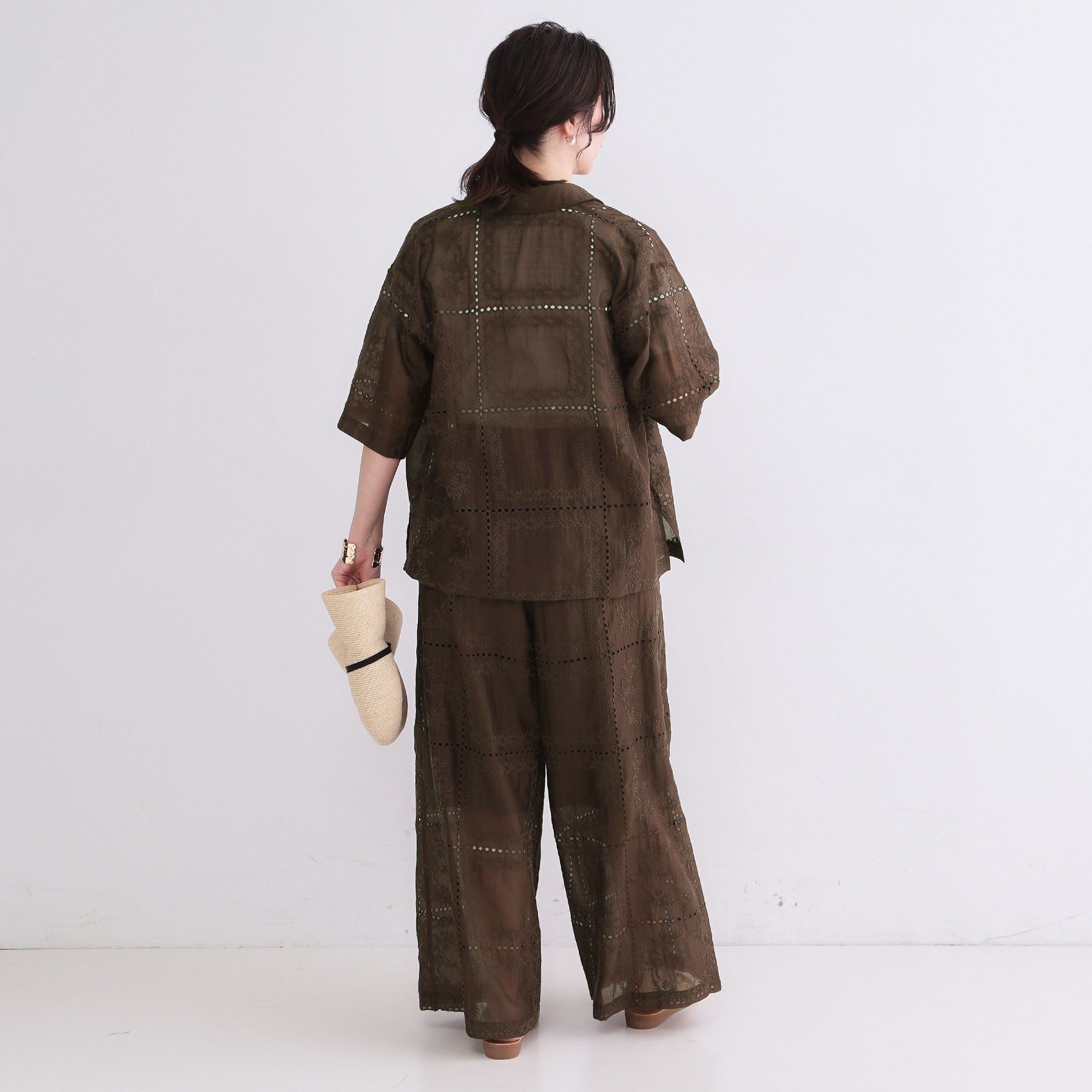OPAQUE.CLIP「刺繍ハーフスリーブシャツ／セットアップ対応可【洗濯機OK】」|シャツ・ブラウス|