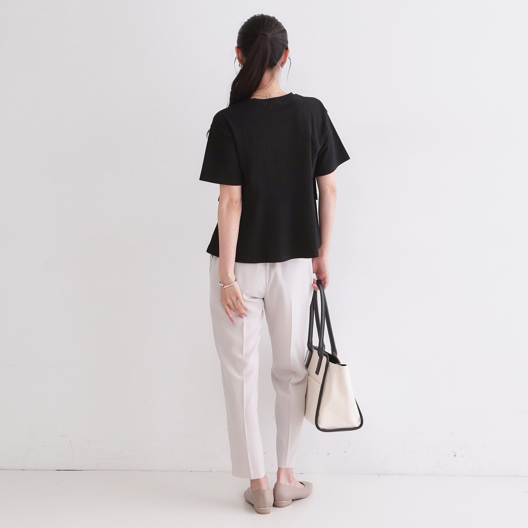 OPAQUE.CLIP「【接触冷感】アシメフリルドッキングカットソー《洗濯機OK》」|Tシャツ・カットソー|