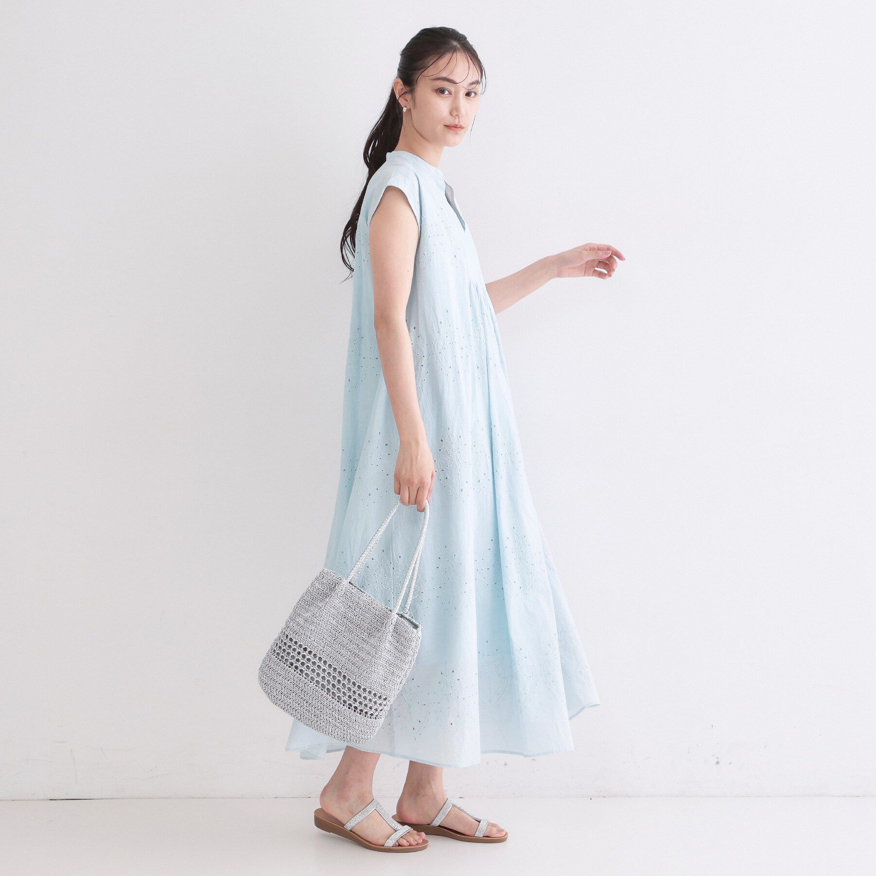OPAQUE.CLIP「アイレットレース刺繍ワンピース【洗える】」|ワンピース|
