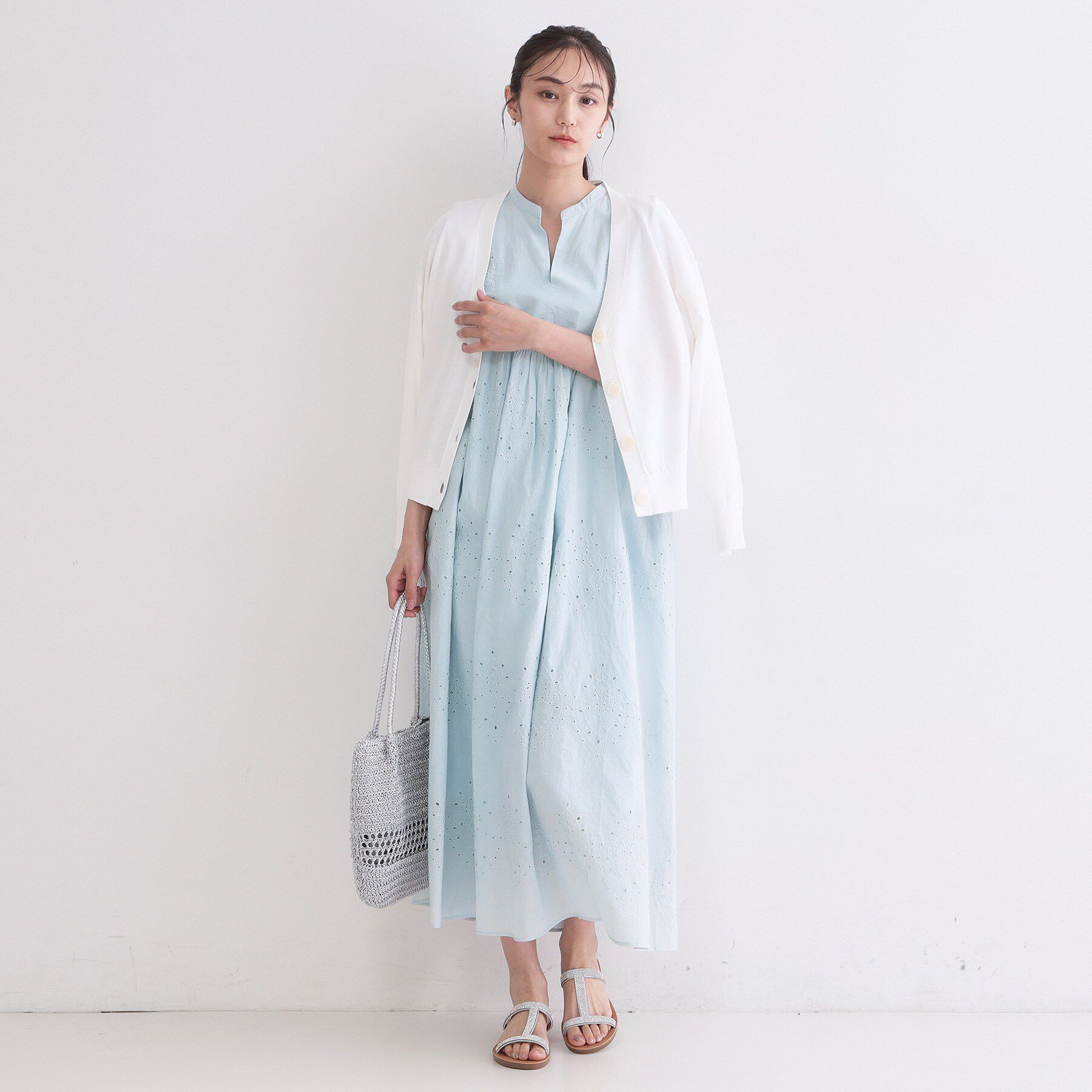 OPAQUE.CLIP「アイレットレース刺繍ワンピース【洗える】」|ワンピース|