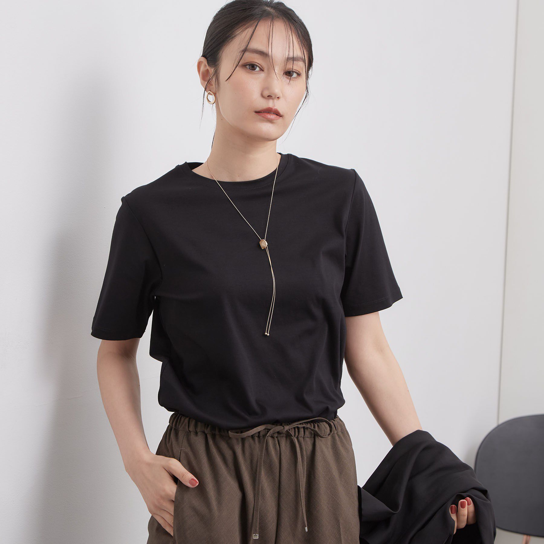OPAQUE.CLIP「ベーシックTシャツ／オーガニックコットン混【洗濯機OK】」|Tシャツ・カットソー|