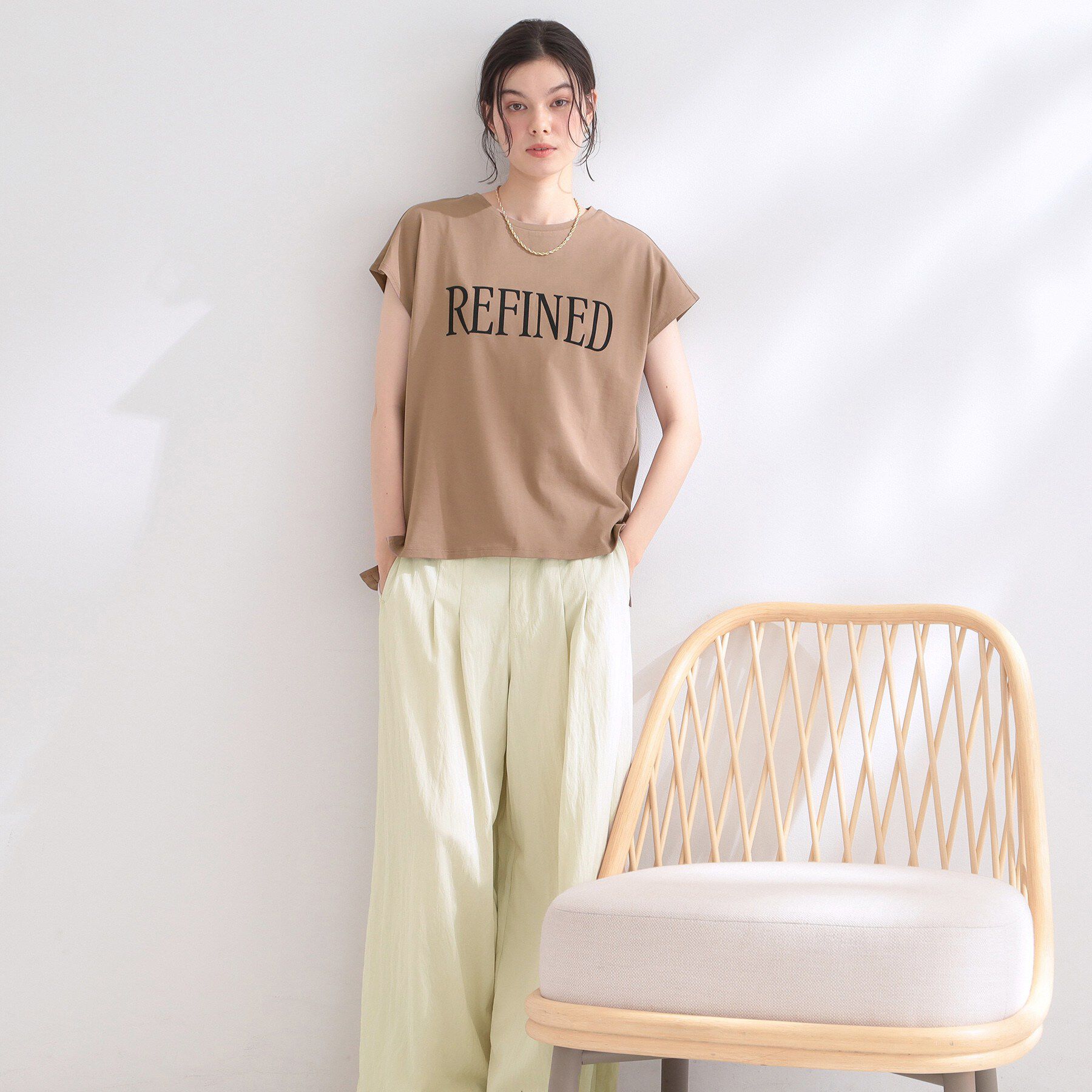 OPAQUE.CLIP「ロゴフレンチスリーブカットソー【洗濯機OK】」|Tシャツ・カットソー|