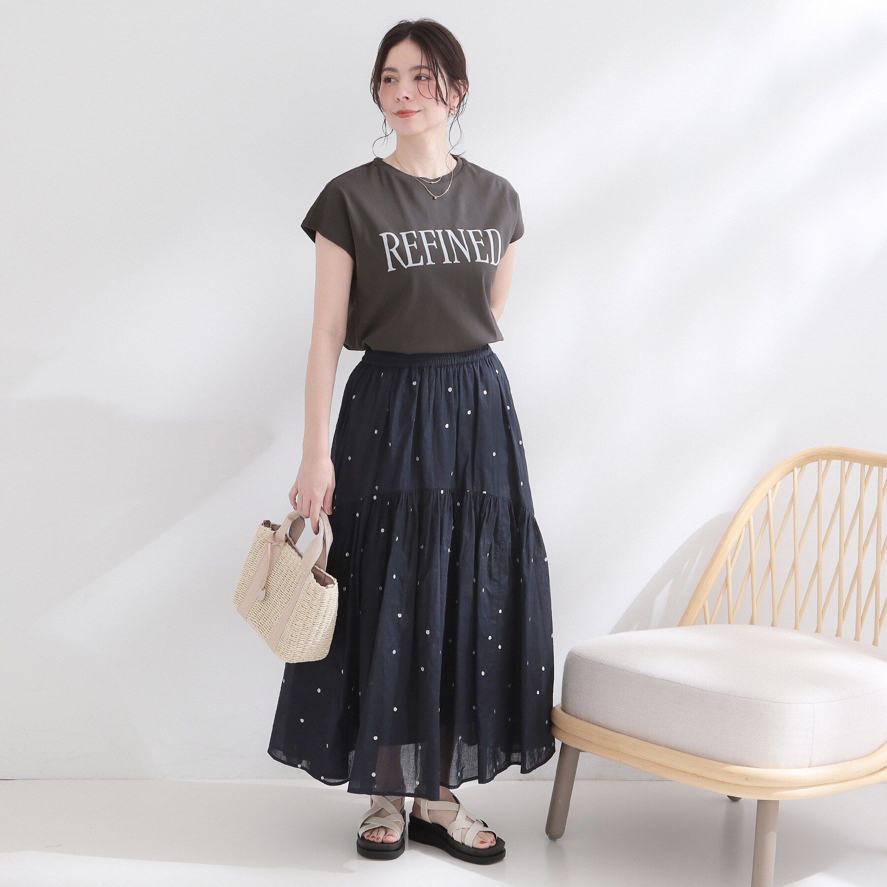 OPAQUE.CLIP「ロゴフレンチスリーブカットソー【洗濯機OK】」|Tシャツ・カットソー|
