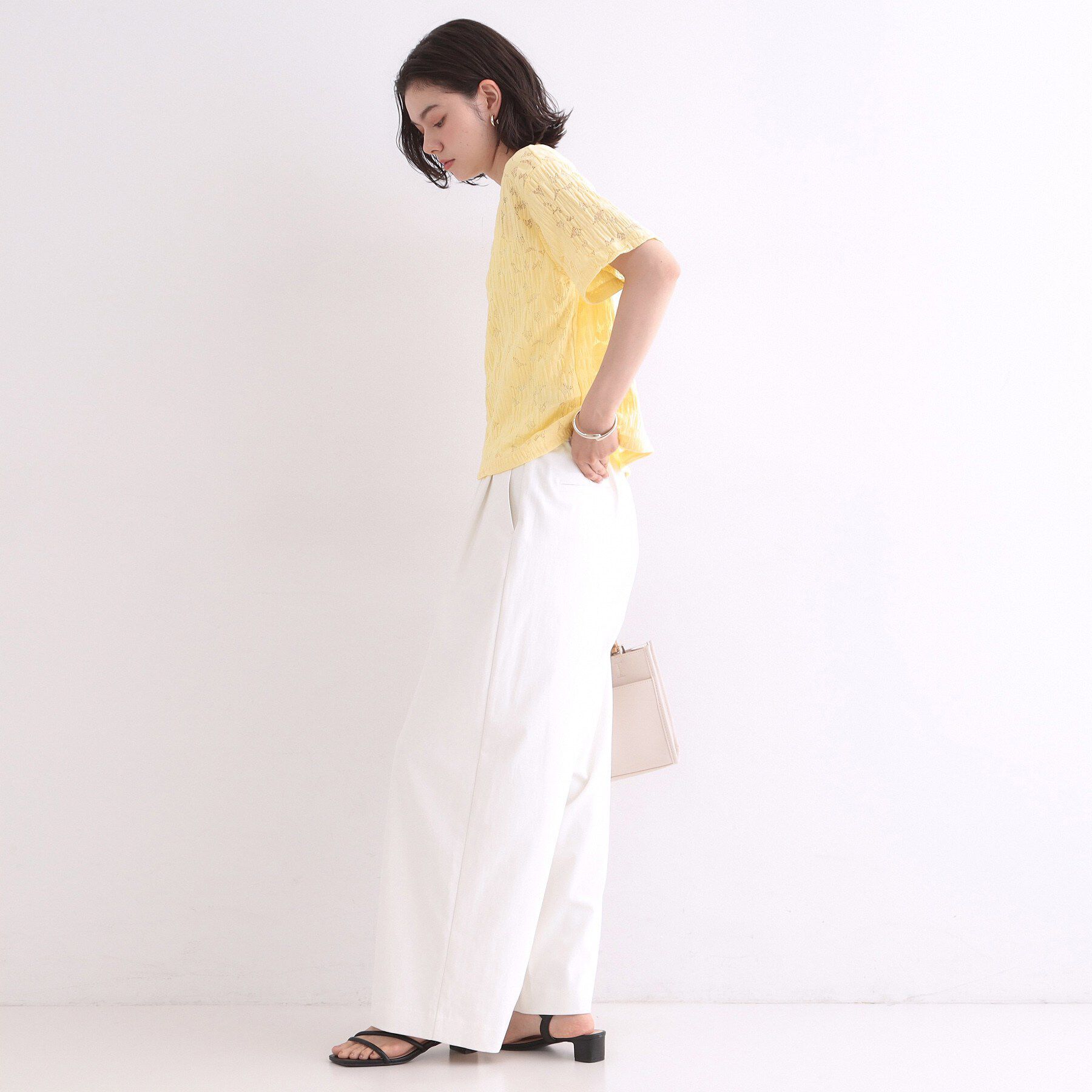 OPAQUE.CLIP「レースジャカードカットソー【洗濯機OK】」|Tシャツ・カットソー|