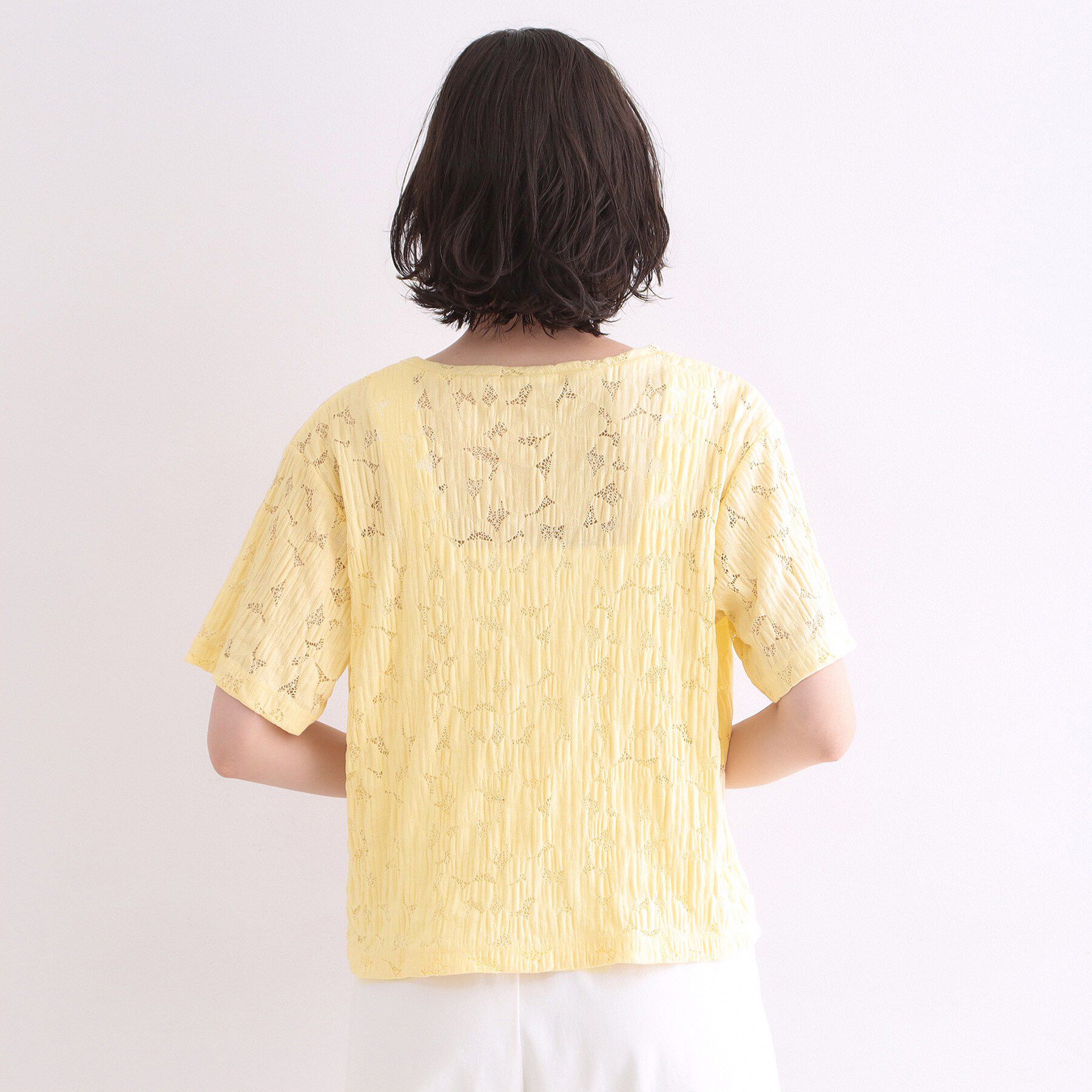 OPAQUE.CLIP「レースジャカードカットソー【洗濯機OK】」|Tシャツ・カットソー|