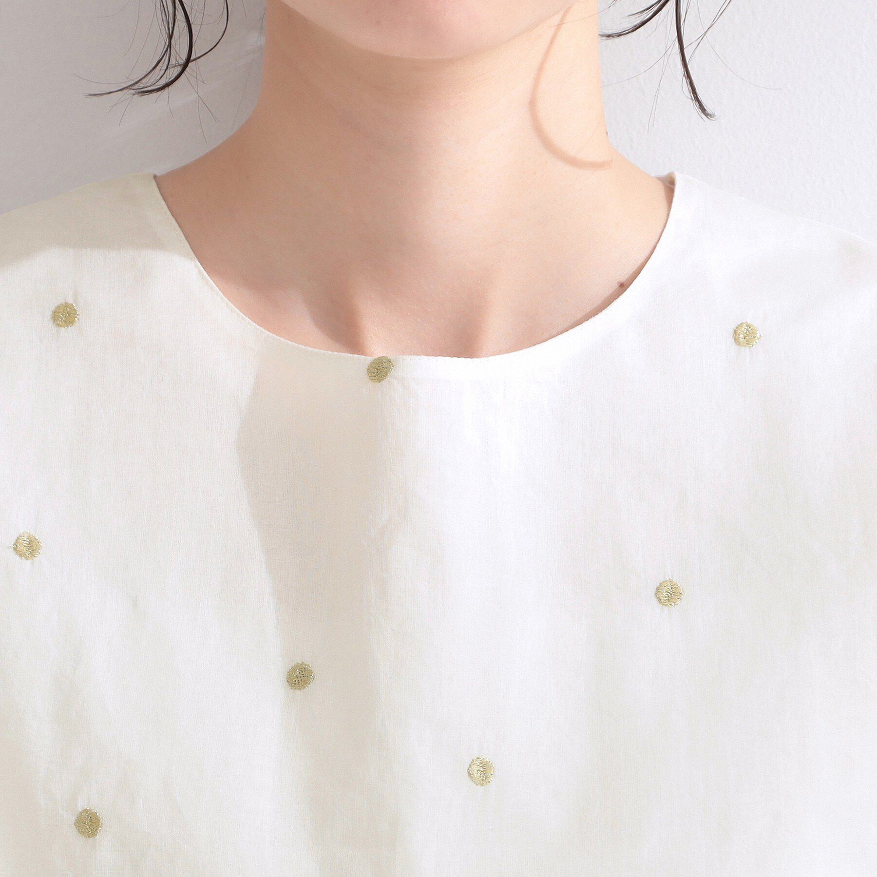 OPAQUE.CLIP「ラメドット刺繍ペプラムブラウス【洗える】」|シャツ・ブラウス|