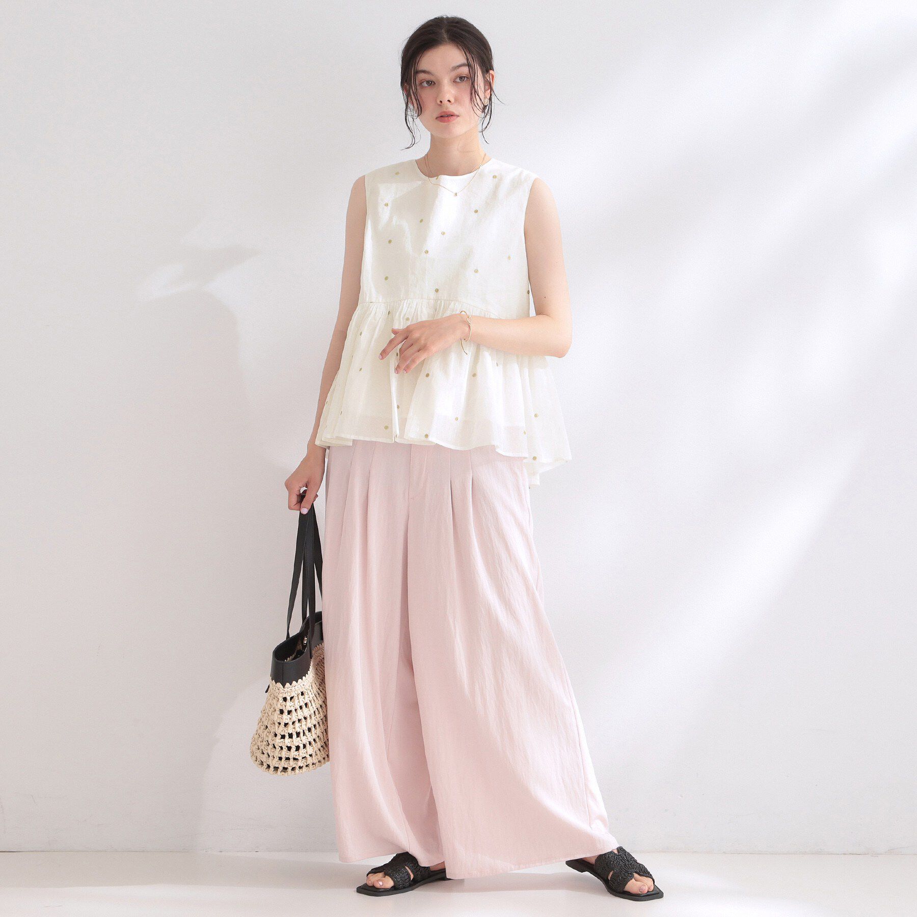 OPAQUE.CLIP「ラメドット刺繍ペプラムブラウス【洗える】」|シャツ・ブラウス|