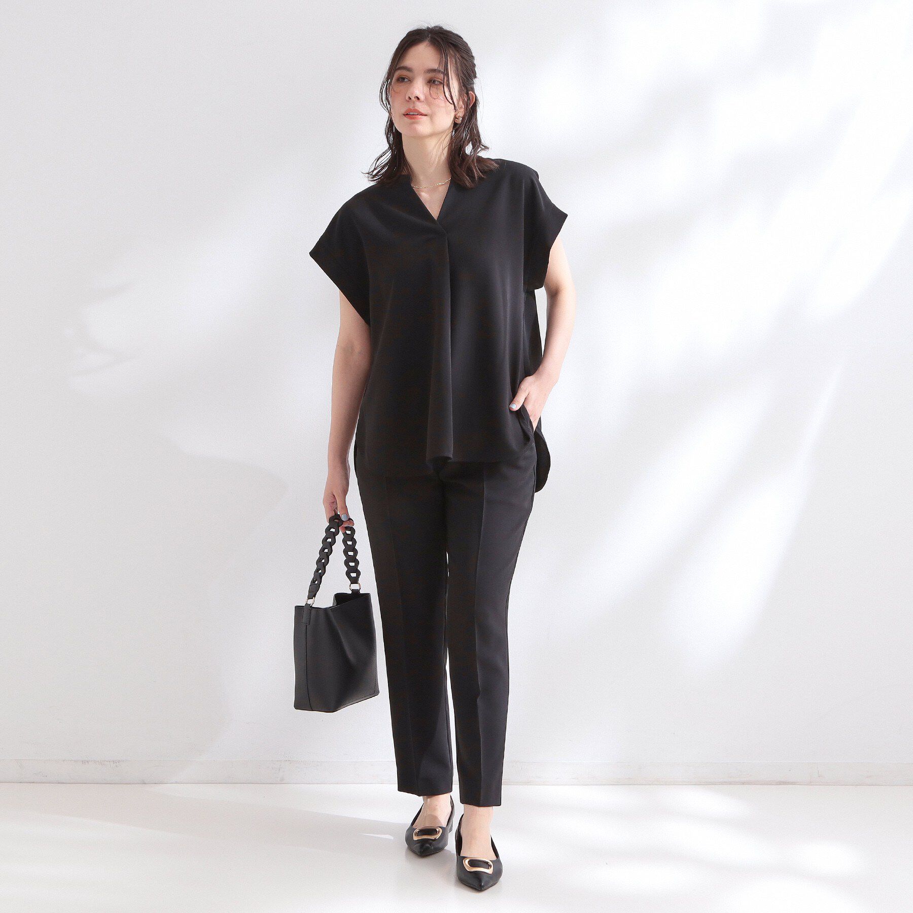 OPAQUE.CLIP「【ストレッチ／防シワ／洗濯機OK】スキッパーブラウス《SS～LL／5col／セットアップ可》」|シャツ・ブラウス|