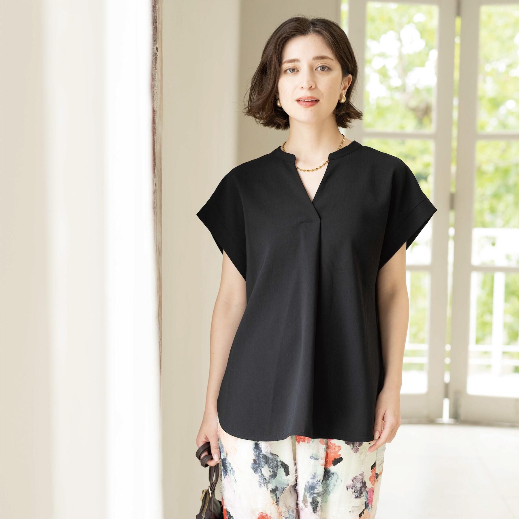 OPAQUE.CLIP「【ストレッチ／防シワ／洗濯機OK】スキッパーブラウス《SS～LL／5col／セットアップ可》」|シャツ・ブラウス|