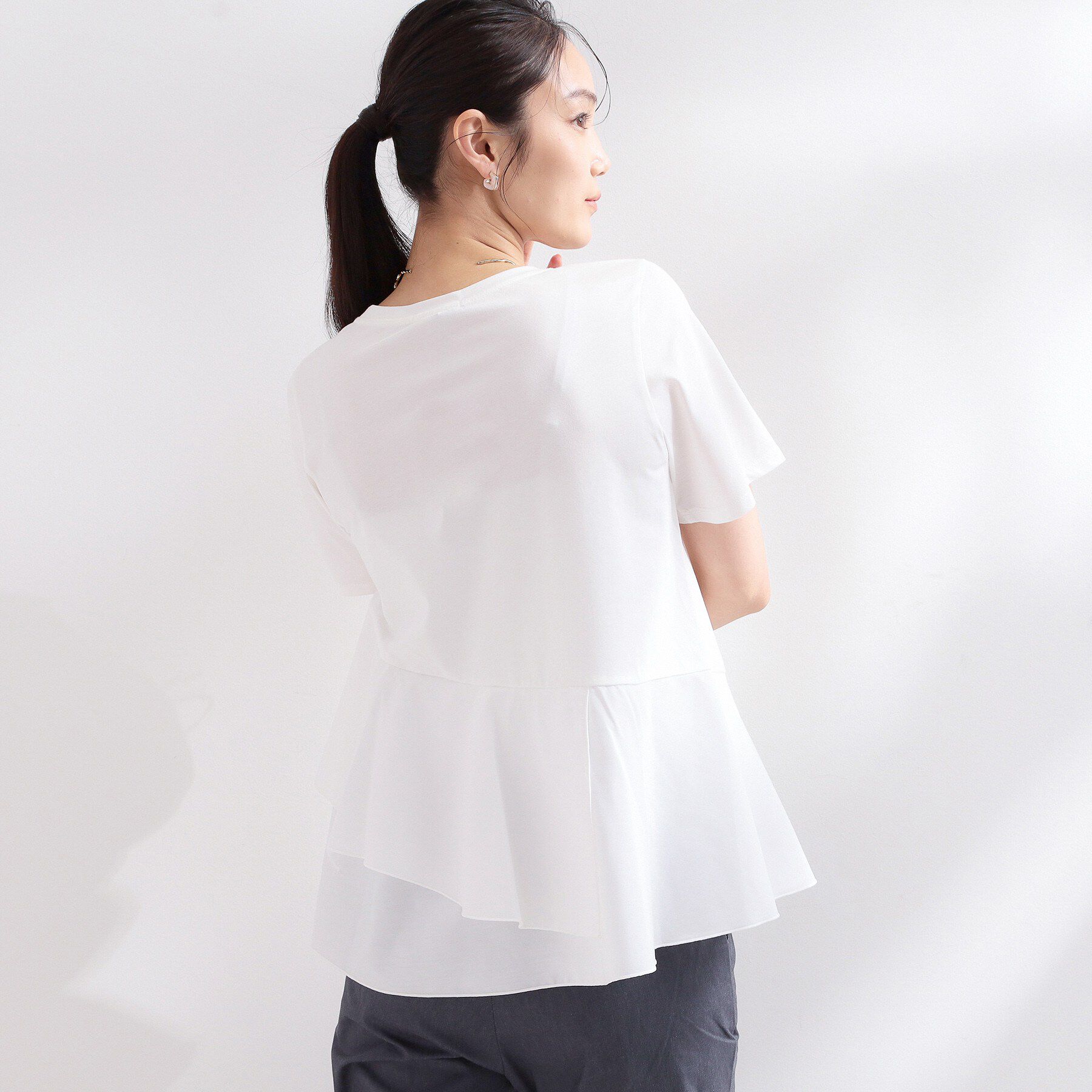 OPAQUE.CLIP「ペプラムドッキングカットソー【洗濯機OK】」|Tシャツ・カットソー|