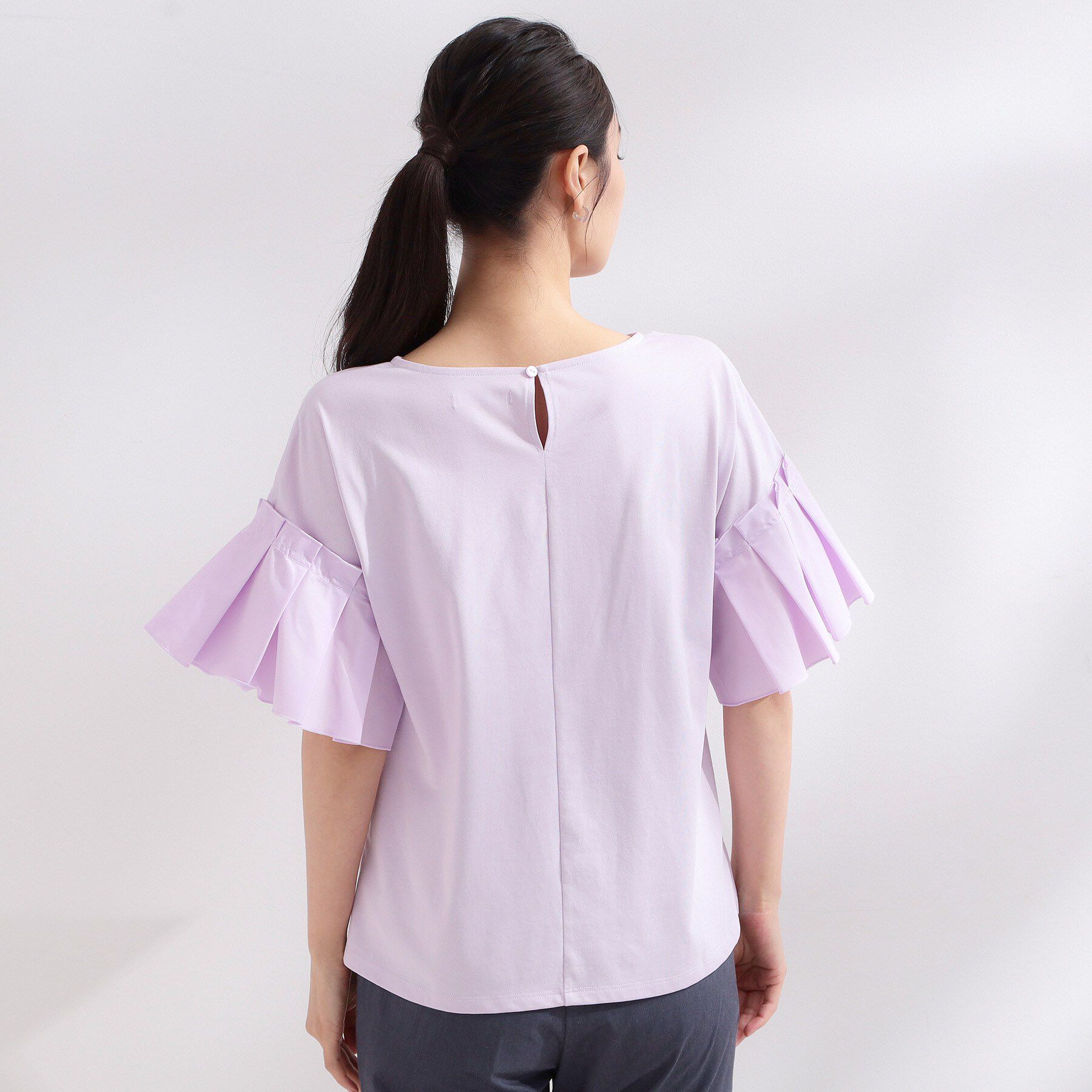 OPAQUE.CLIP「【接触冷感】タックスリーブカットソー《洗濯機OK》」|Tシャツ・カットソー|