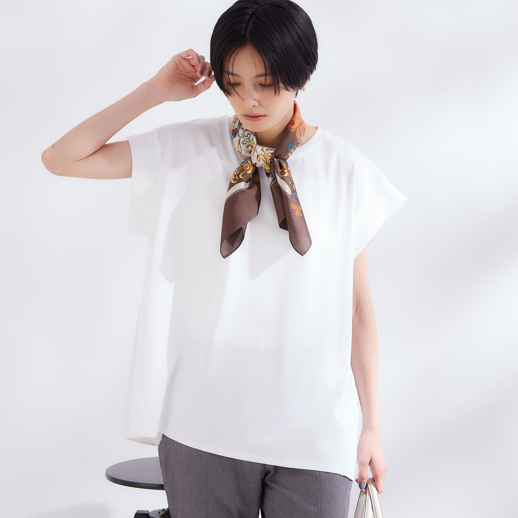 OPAQUE.CLIP「【接触冷感】バックフレアドッキングカットソー《洗濯機OK》」|Tシャツ・カットソー|