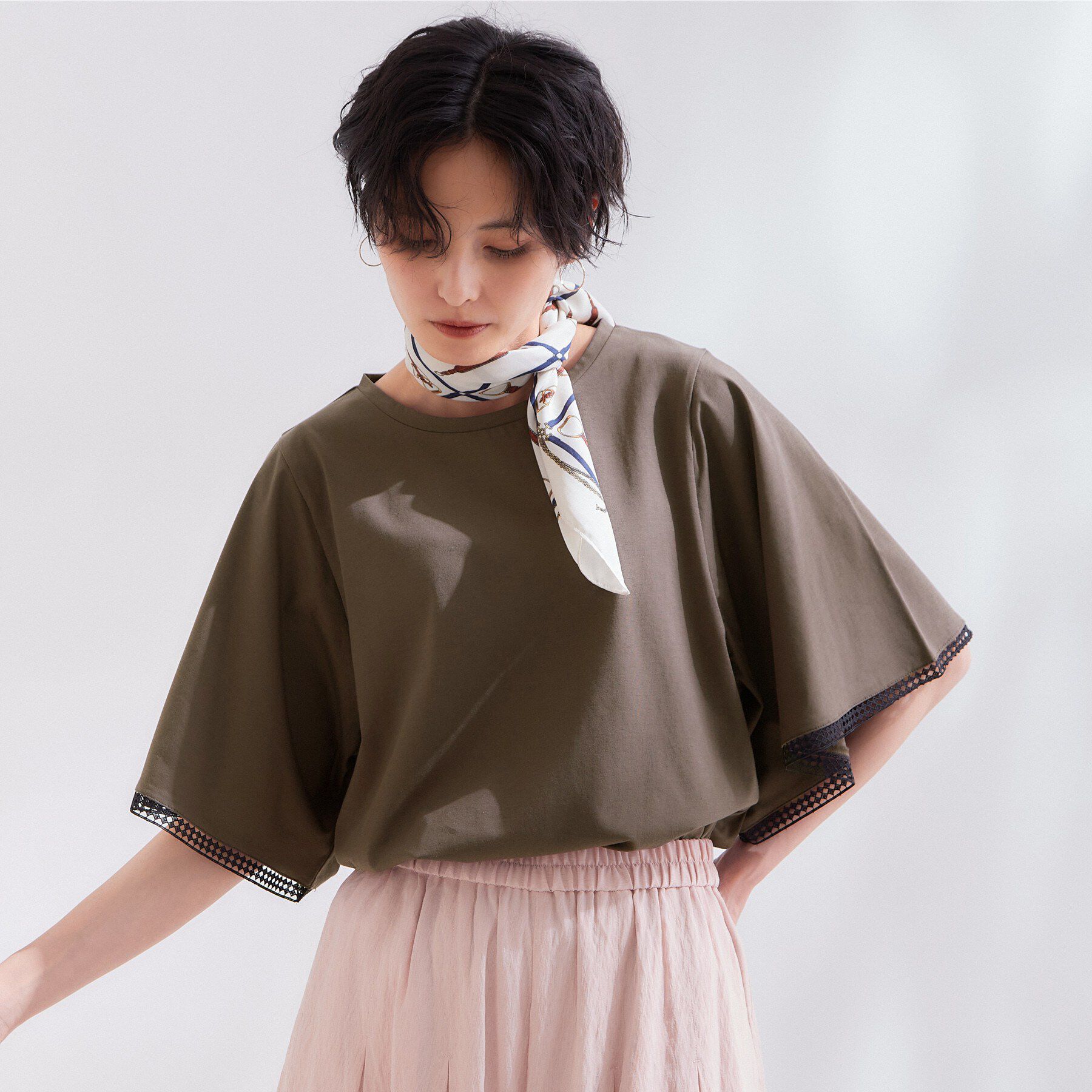 OPAQUE.CLIP「袖口レースフレアスリーブカットソー【洗濯機OK】」|Tシャツ・カットソー|