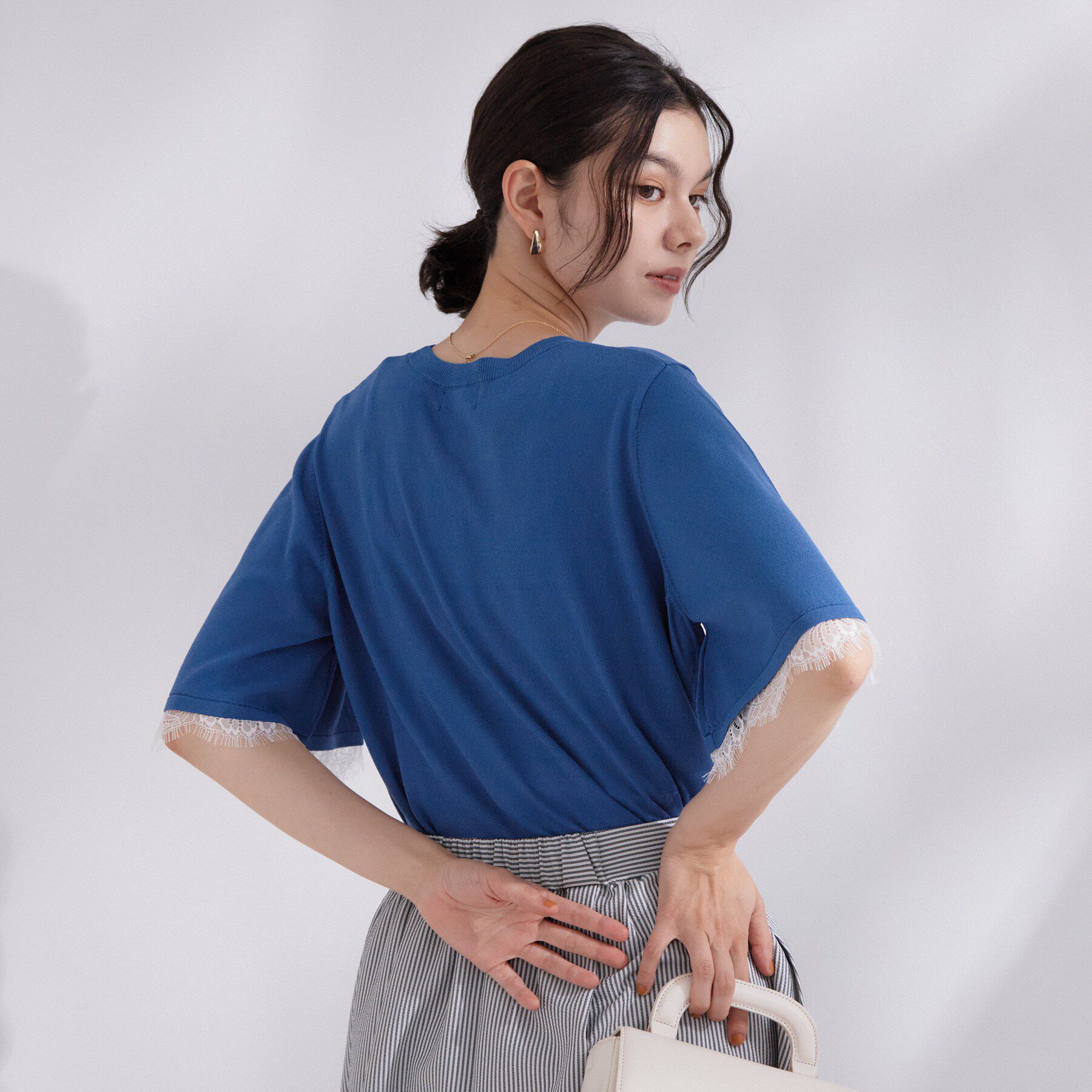 OPAQUE.CLIP「【遮熱性】袖口レース フレアスリーブニット《洗濯機OK／抗ピル》」|ニット・セーター|