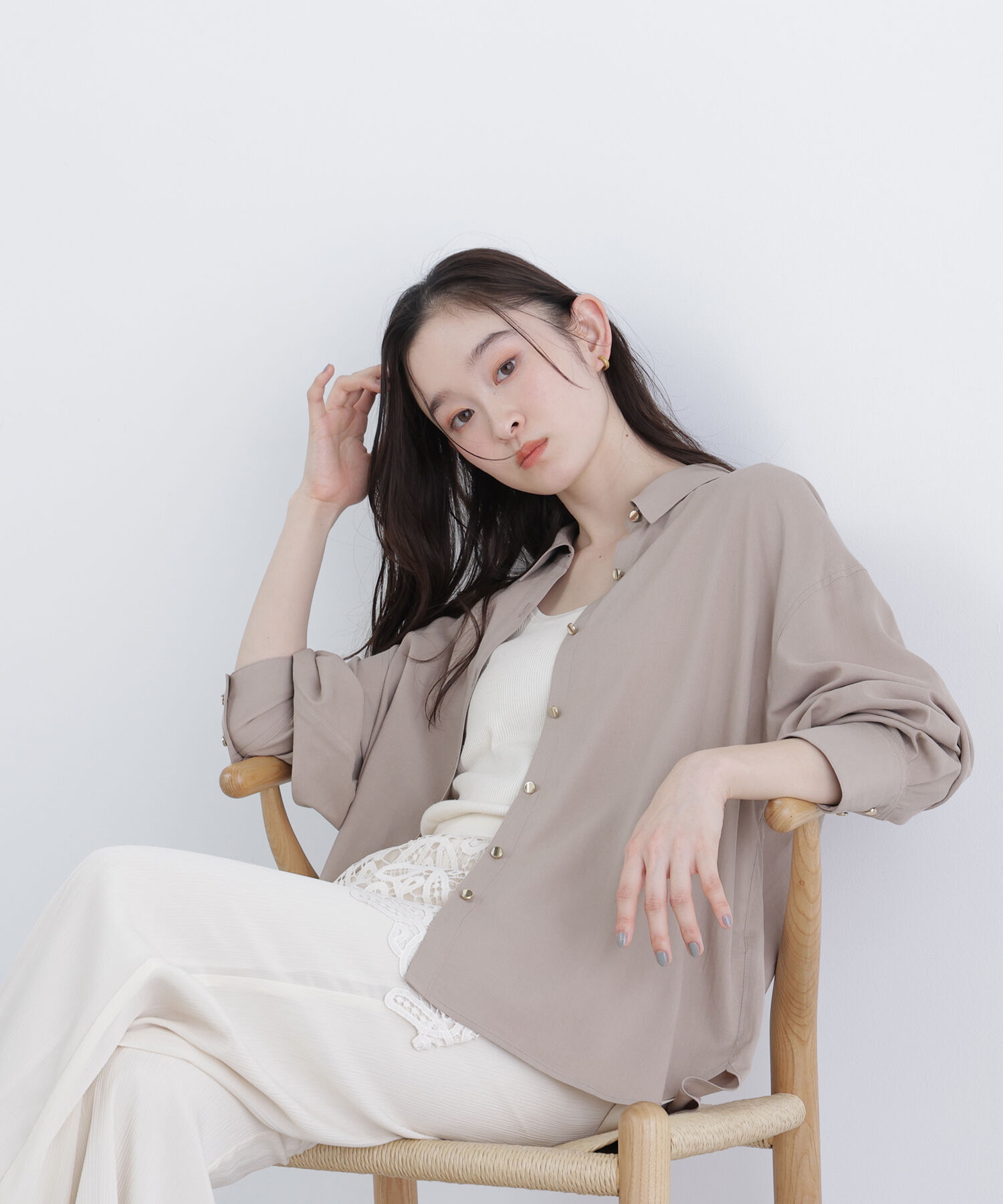 「〈N.〉リネンブレンドシャツ」|シャツ・ブラウス|ベージュ