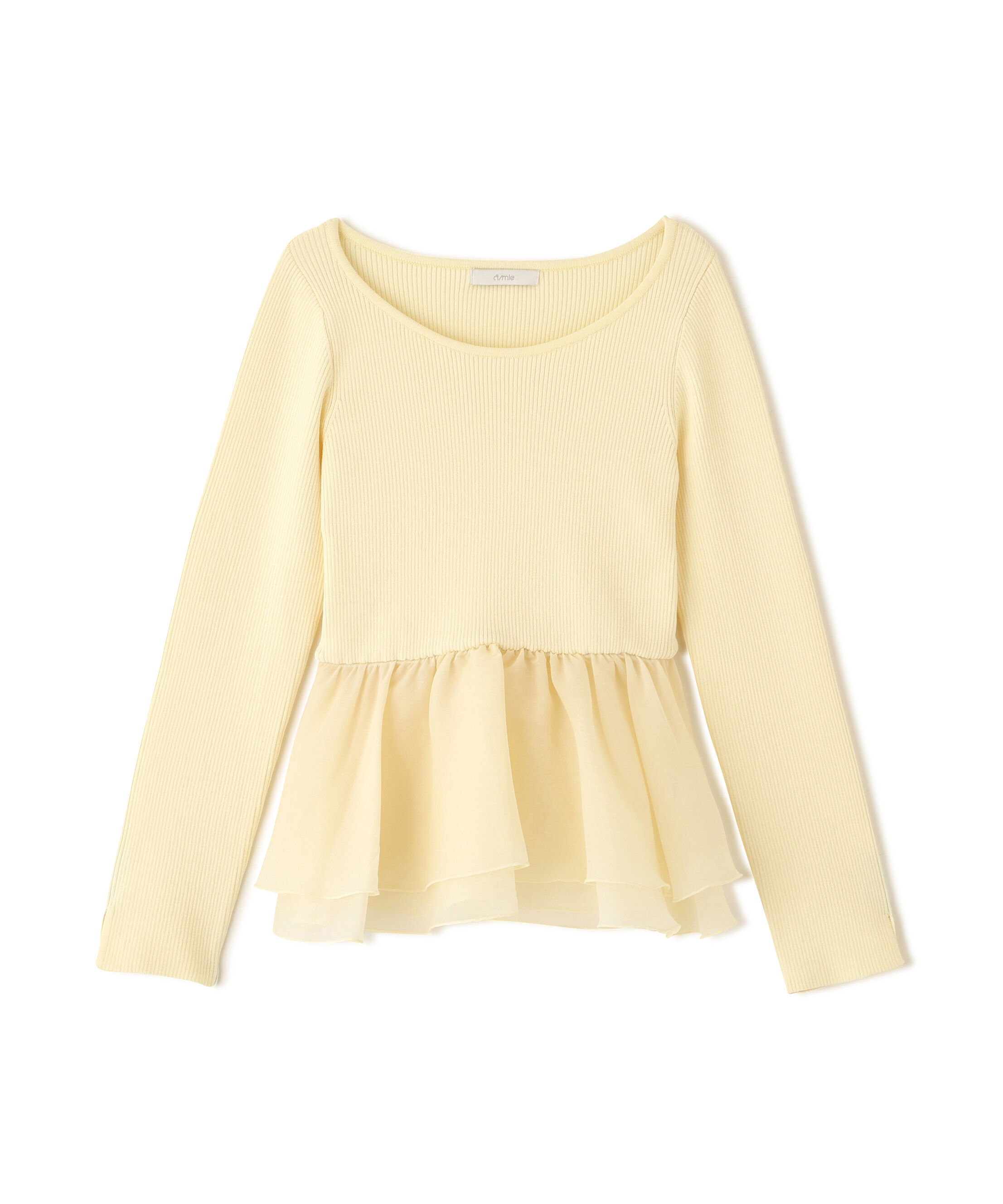 PROPORTION BODY DRESSING「〈a/mie〉シアーペプラムリブニット　26SS」|カーディガン|