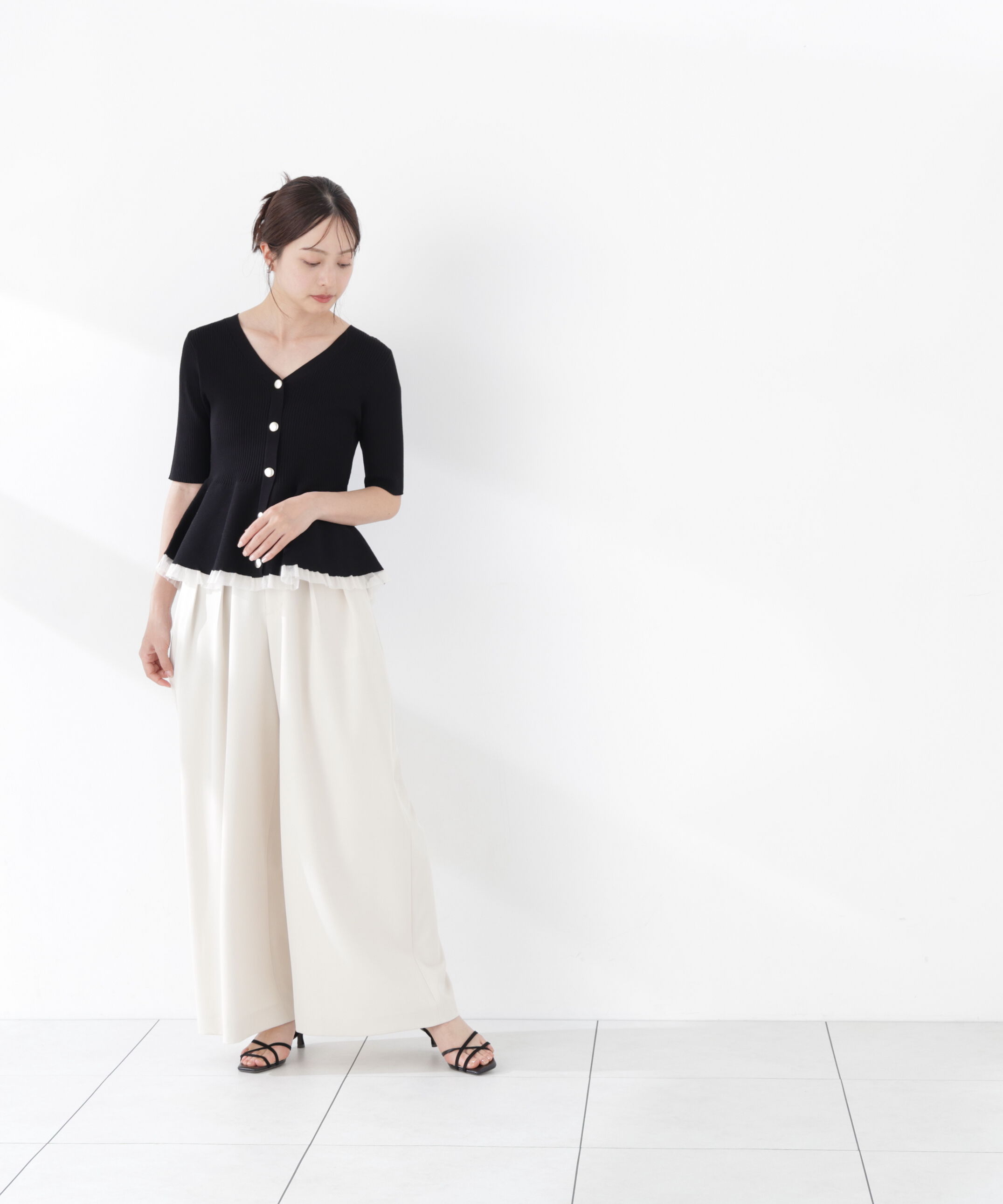 PROPORTION BODY DRESSING「部分シアーペプラムニット　26SS」|ニット・セーター|
