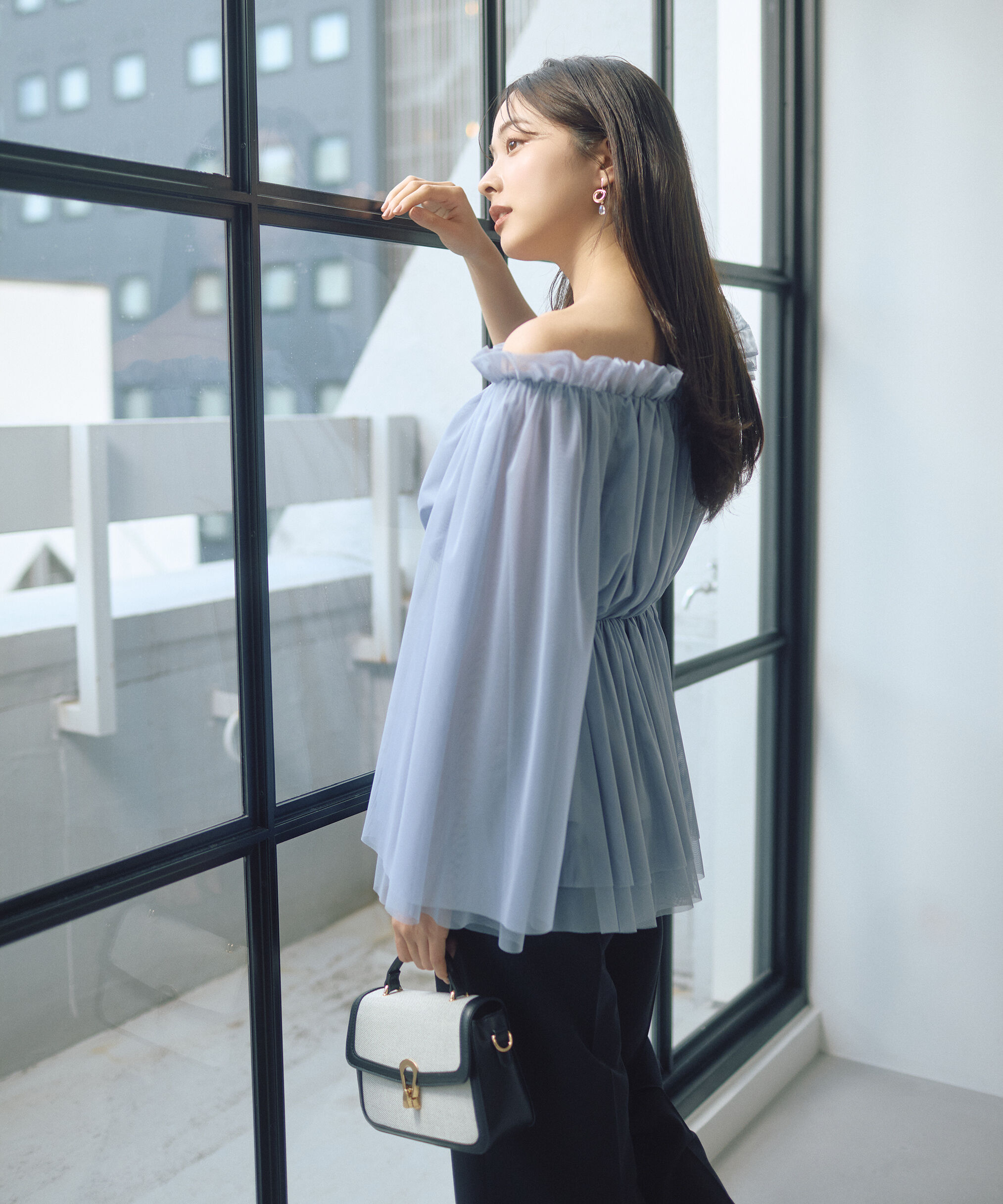 PROPORTION BODY DRESSING「チュールスリーブフレアブラウス　26SS」|シャツ・ブラウス|