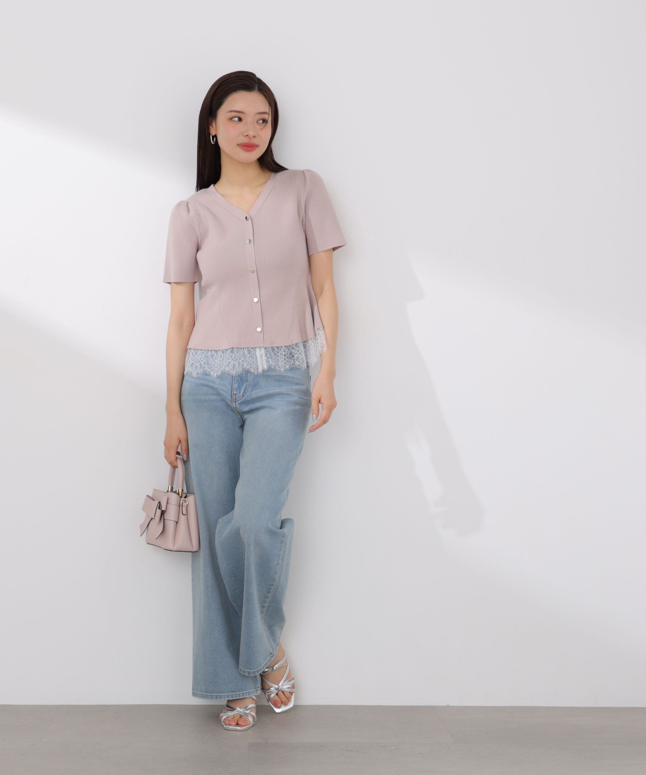 PROPORTION BODY DRESSING「レース付きペプラムニットセット 26SS」|ワンピース|