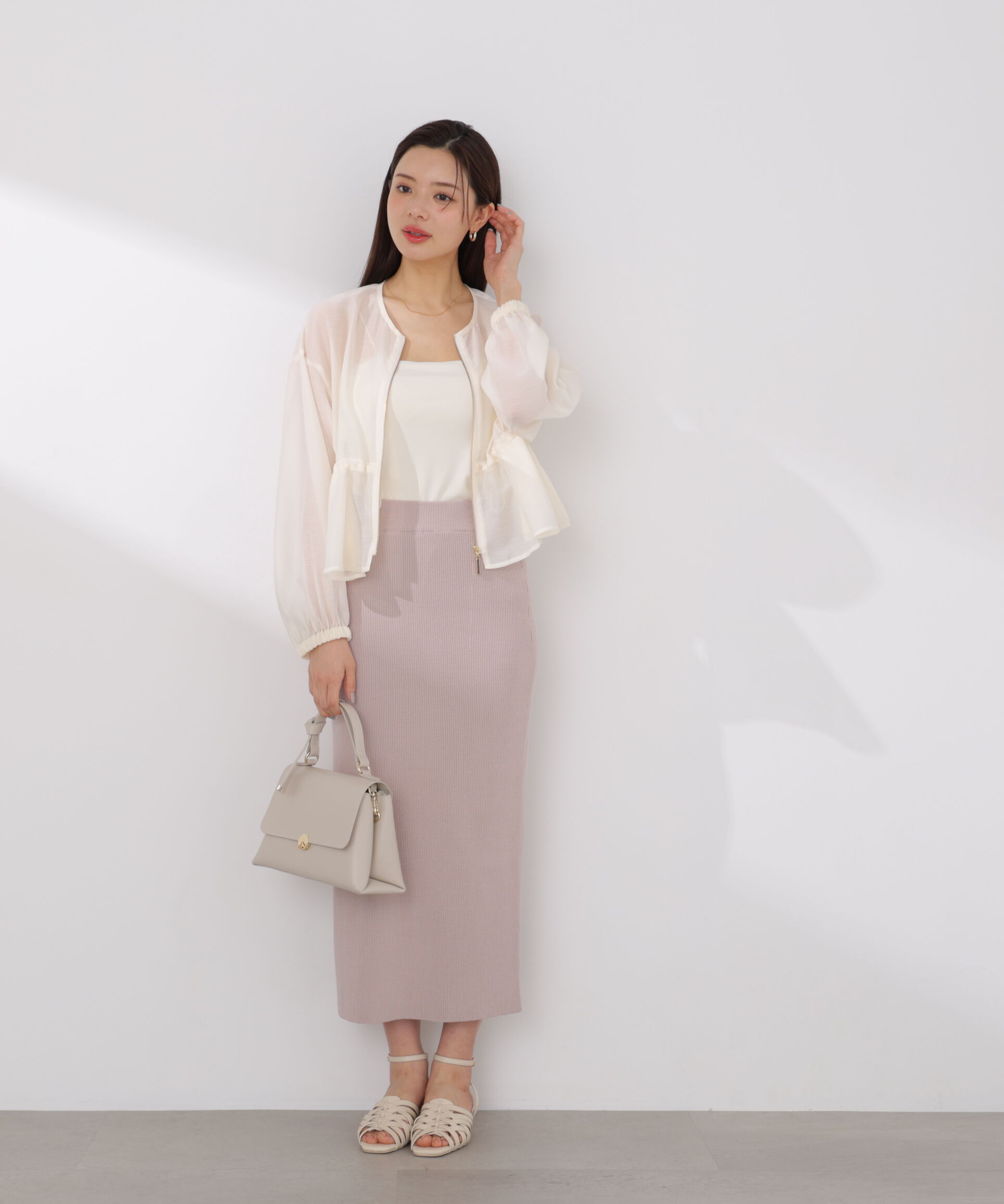PROPORTION BODY DRESSING「レース付きペプラムニットセット 26SS」|ワンピース|