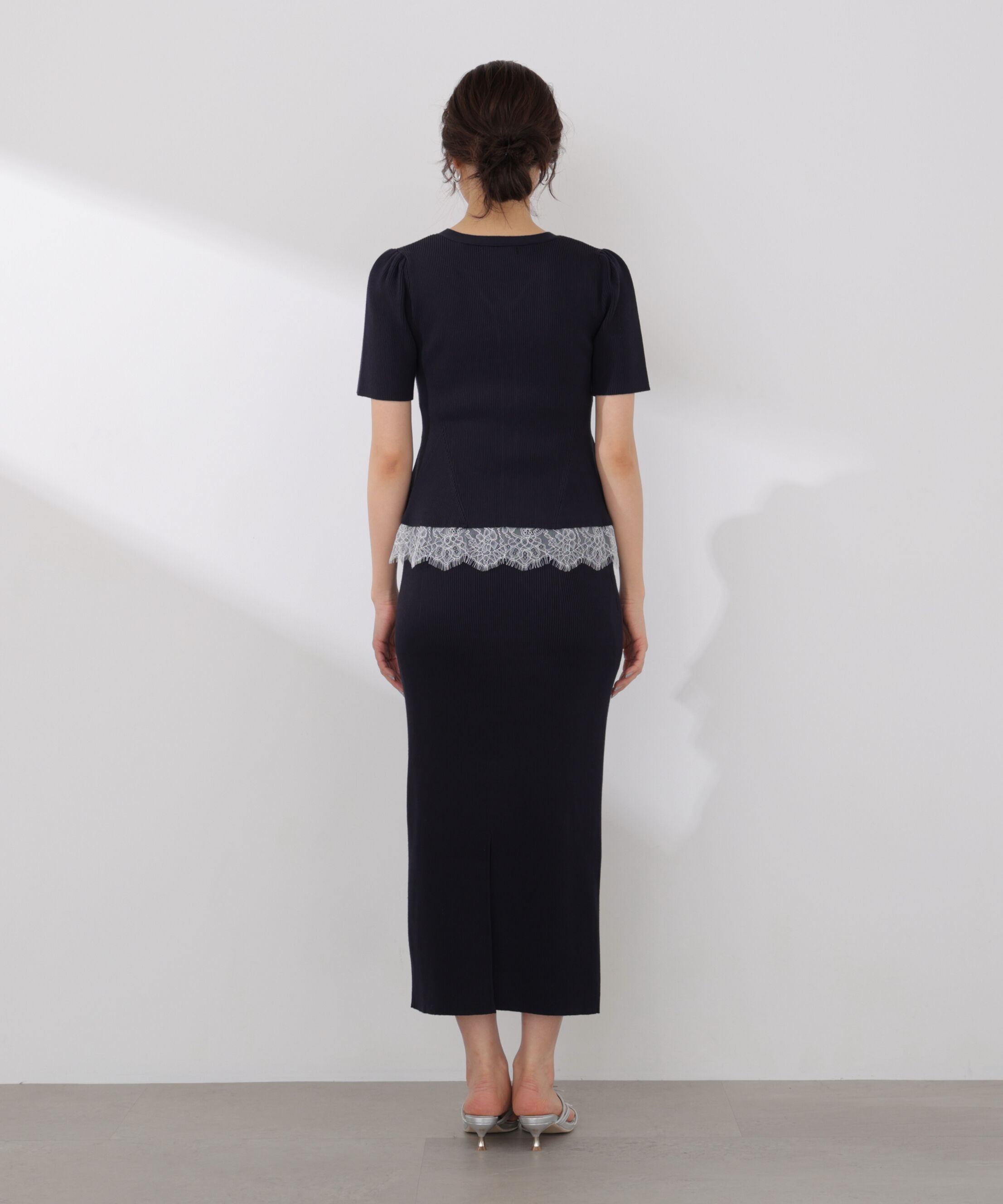 PROPORTION BODY DRESSING「レース付きペプラムニットセット 26SS」|ワンピース|
