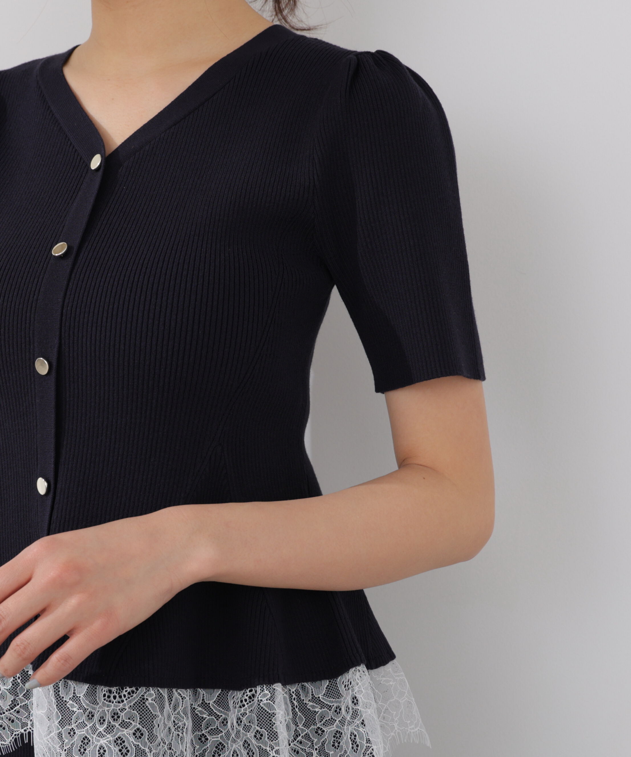 PROPORTION BODY DRESSING「レース付きペプラムニットセット 26SS」|ワンピース|