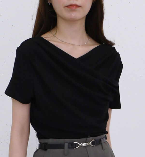 archives「【ＯＮかわ】ハーフスリーブクロスタックドレープオフショルＴＯＰＳ」|Tシャツ・カットソー|