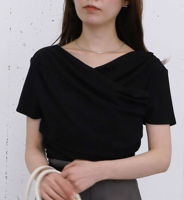 archives「【ＯＮかわ】ハーフスリーブクロスタックドレープオフショルＴＯＰＳ」|Tシャツ・カットソー|