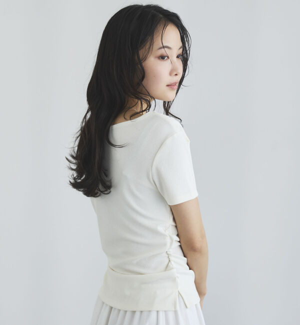 archives「【ＯＮかわ】ハーフスリーブクロスタックドレープオフショルＴＯＰＳ」|Tシャツ・カットソー|