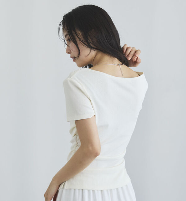 archives「【ＯＮかわ】ハーフスリーブクロスタックドレープオフショルＴＯＰＳ」|Tシャツ・カットソー|