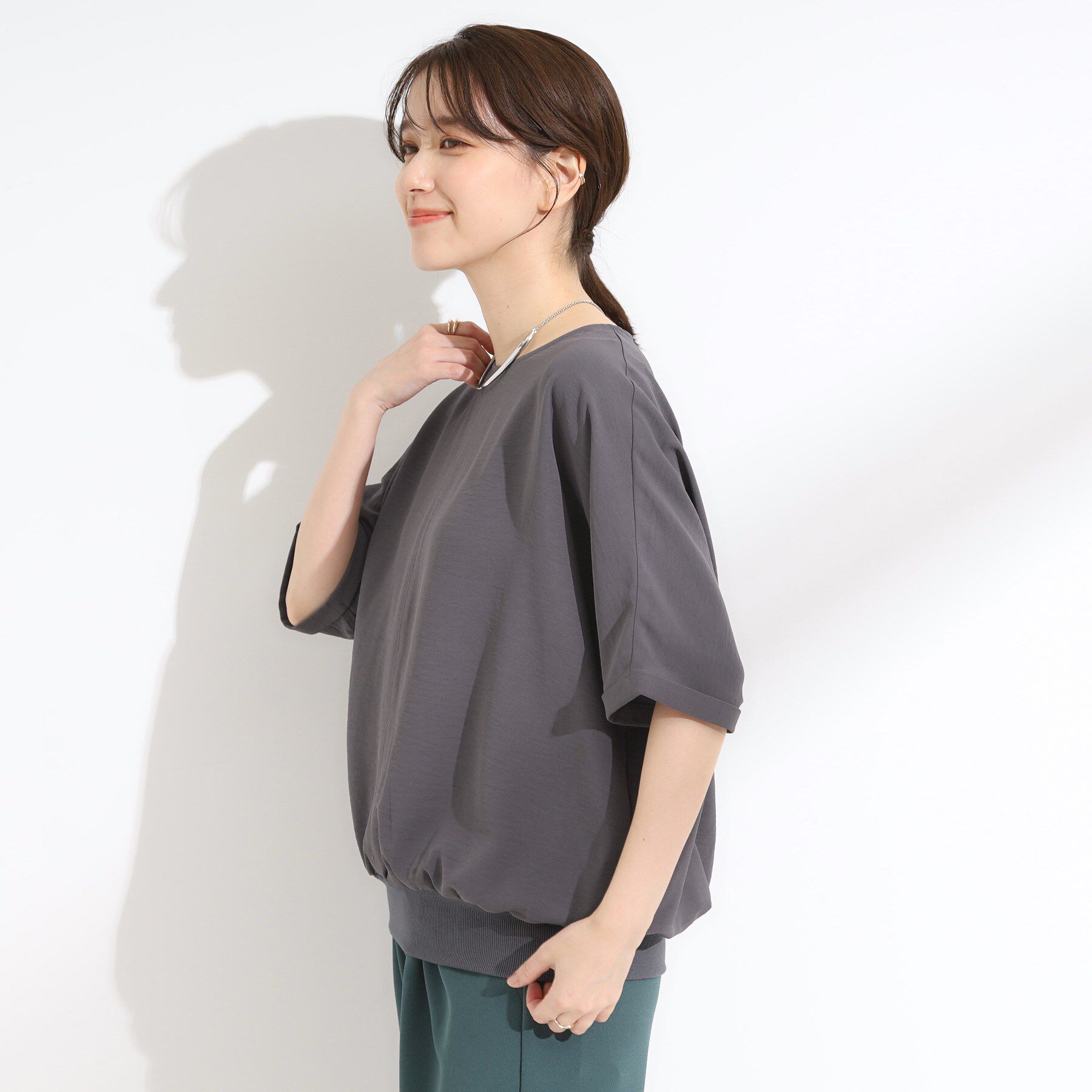 SHOO･LA･RUE「【洗濯後しわになりにくい】さらっとタッチの 5分袖ドルマンブラウス」|シャツ・ブラウス|