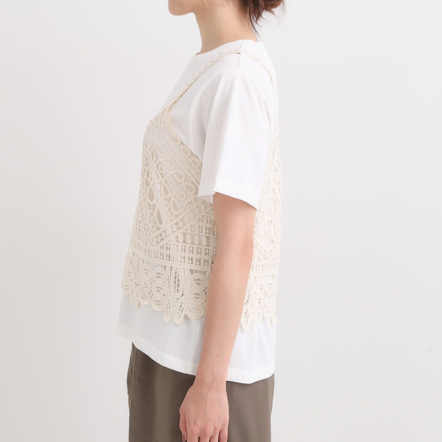 SHOO･LA･RUE「【2点セット/ひんやり】レースビスチェ＋Tシャツ」|その他|