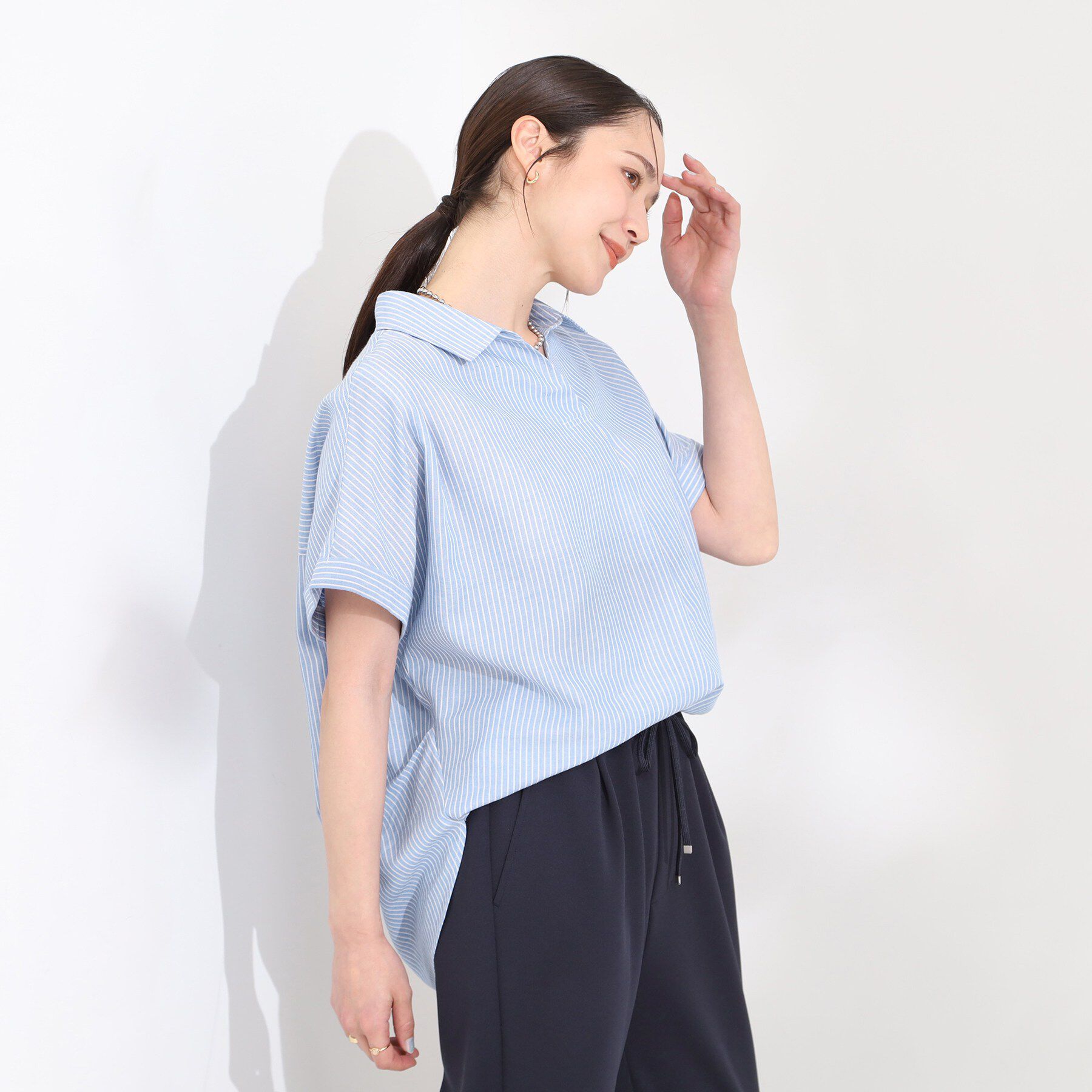 SHOO･LA･RUE「【ひんやり/UV】インせず着られる フレンチリネンスキッパーシャツ」|シャツ・ブラウス|