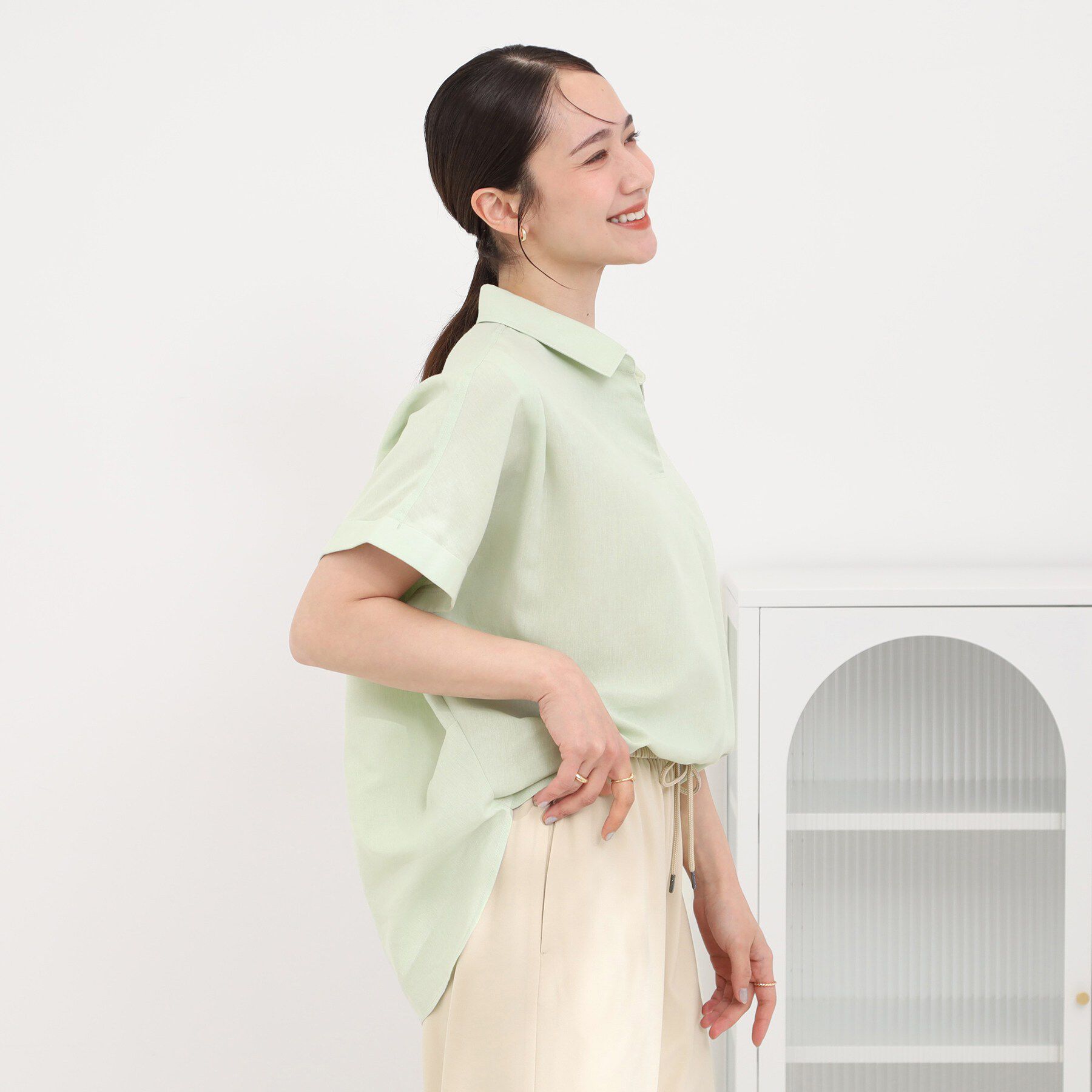 SHOO･LA･RUE「【ひんやり/UV】インせず着られる フレンチリネンスキッパーシャツ」|シャツ・ブラウス|