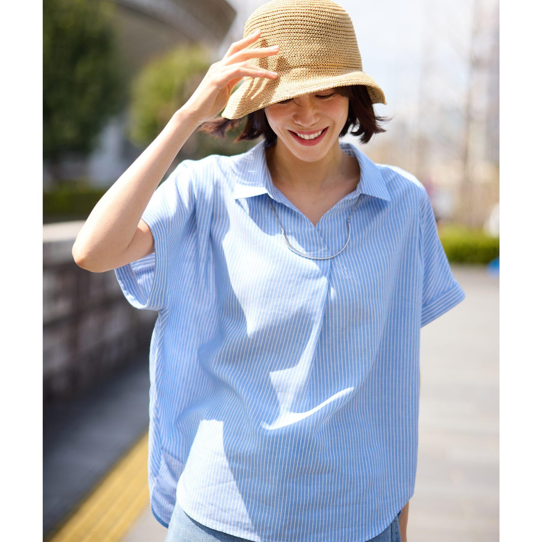 SHOO･LA･RUE「【ひんやり/UV】インせず着られる フレンチリネンスキッパーシャツ」|シャツ・ブラウス|