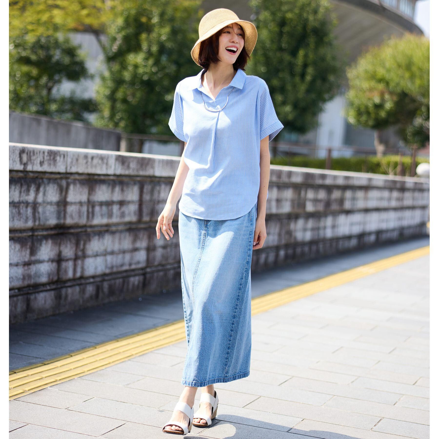 SHOO･LA･RUE「【ひんやり/UV】インせず着られる フレンチリネンスキッパーシャツ」|シャツ・ブラウス|