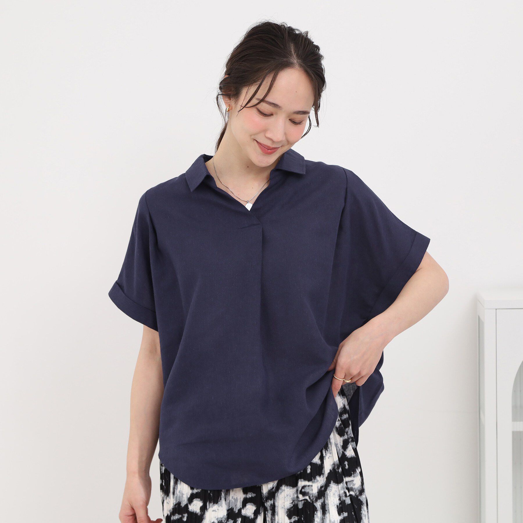 SHOO･LA･RUE「【ひんやり/UV】インせず着られる フレンチリネンスキッパーシャツ」|シャツ・ブラウス|