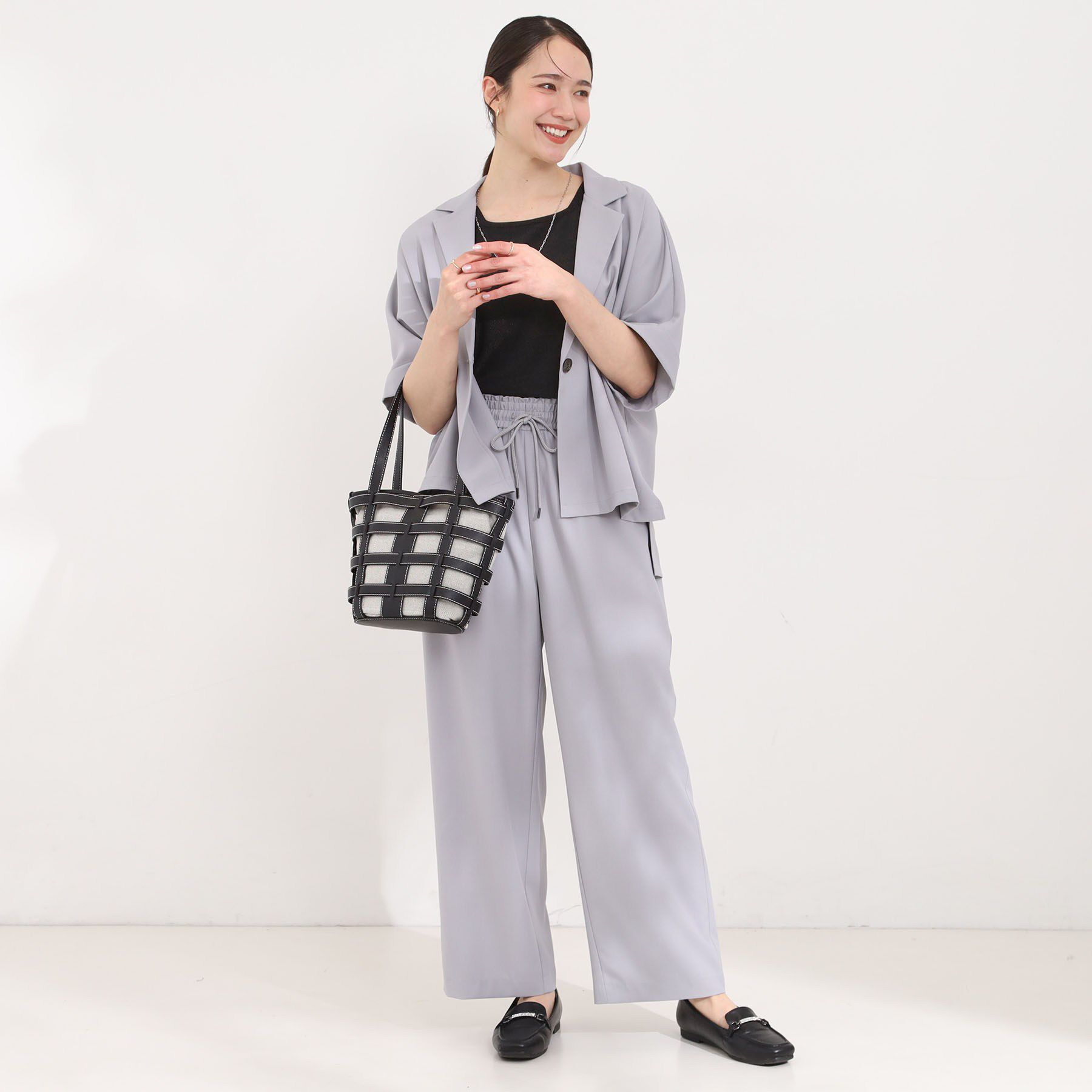SHOO･LA･RUE「格子レイヤードトートバッグ」|トートバッグ|