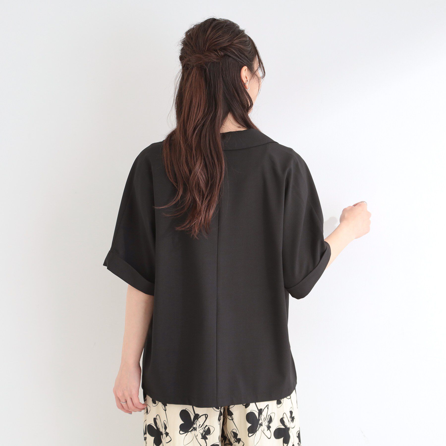 SHOO･LA･RUE「【セットアップ可/洗濯後しわになりにくい/S-LL】半袖とろみテーラードジャケット」|テーラードジャケット|