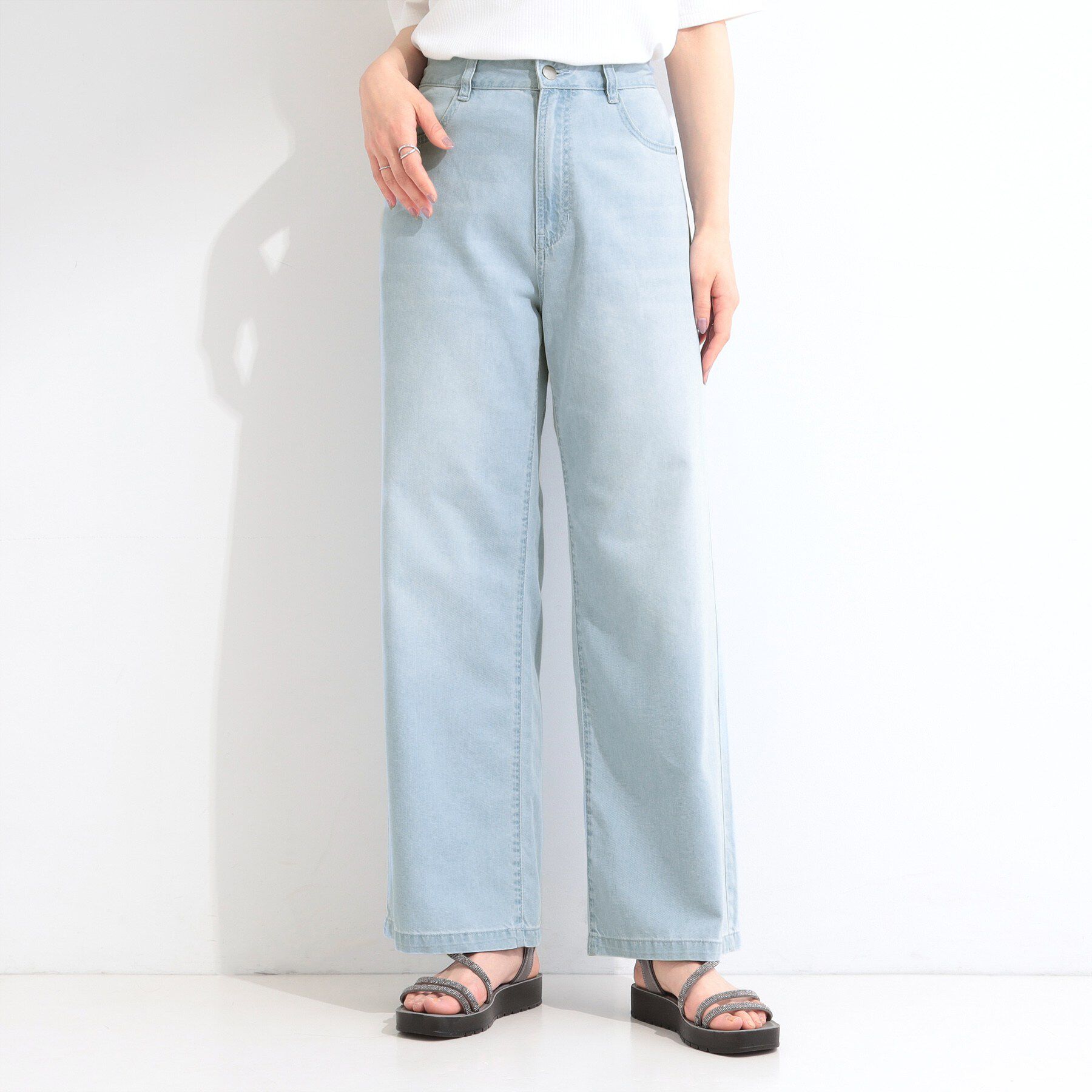 SHOO･LA･RUE「【ひんやり】夏でも快適 ライトオンスデニムワイドパンツ」|その他|
