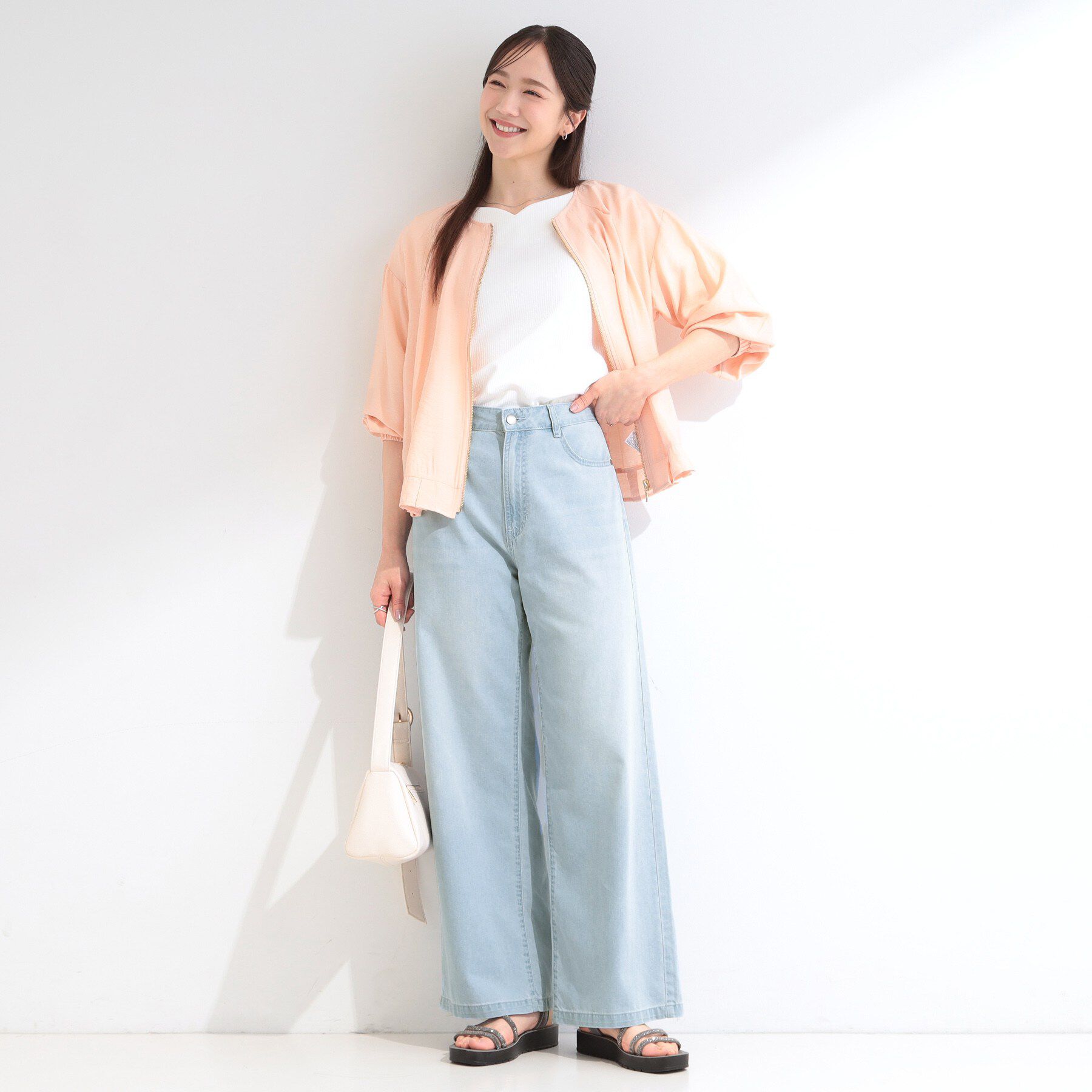 SHOO･LA･RUE「【ひんやり】夏でも快適 ライトオンスデニムワイドパンツ」|その他|