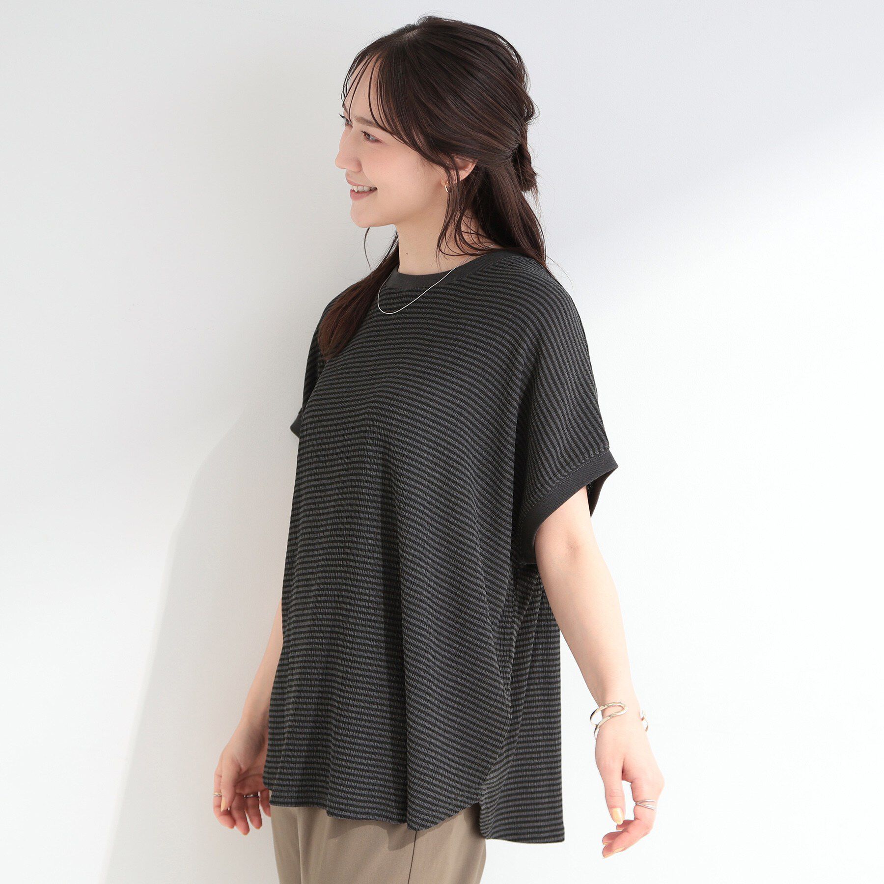 SHOO･LA･RUE「【洗濯機可】ぽこぽこさらさら アソートTシャツ」|Tシャツ・カットソー|
