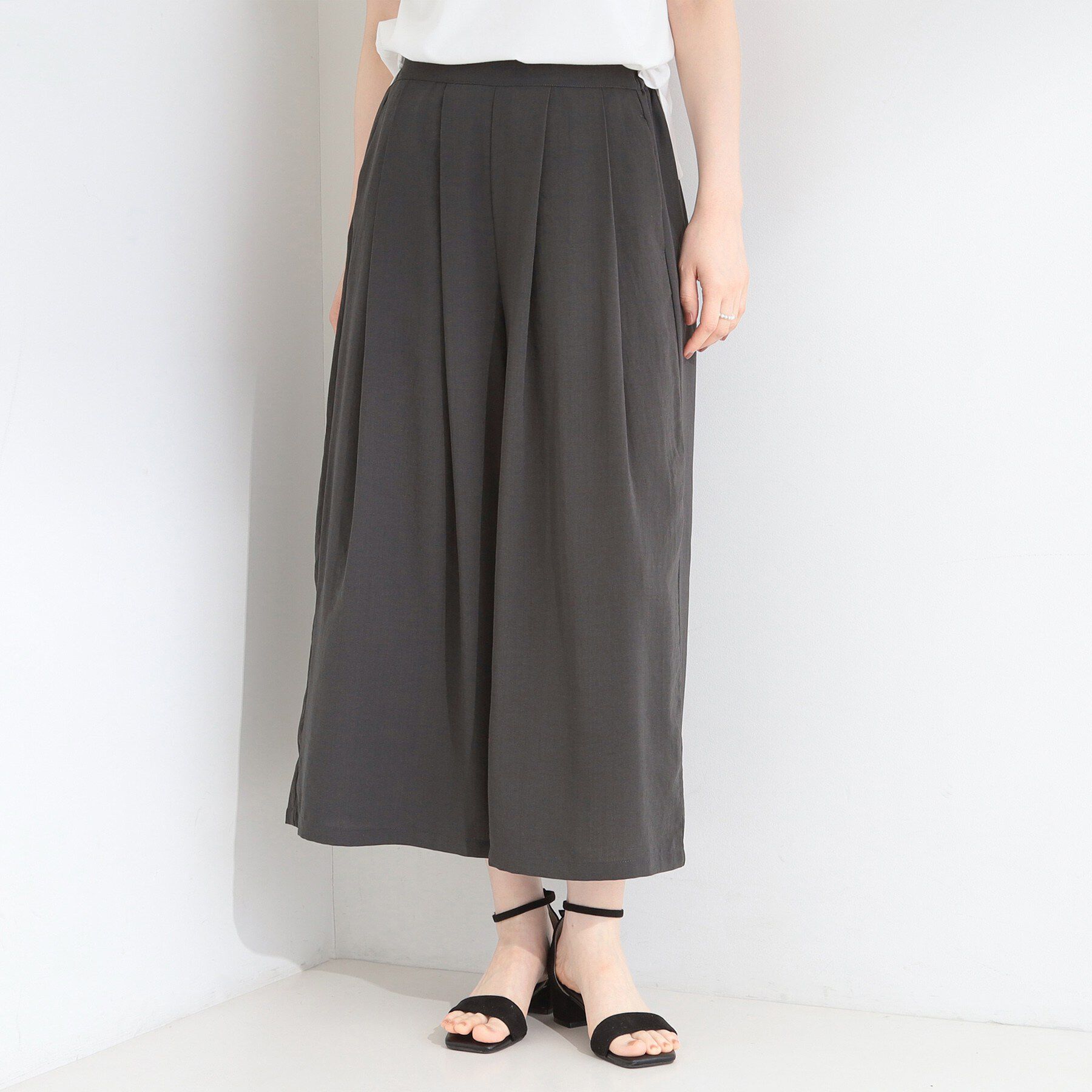SHOO･LA･RUE「【セットアップ可/S-LL/洗濯機可】上品で涼し気 ゆれる麻調タックスカーチョパンツ」|その他|